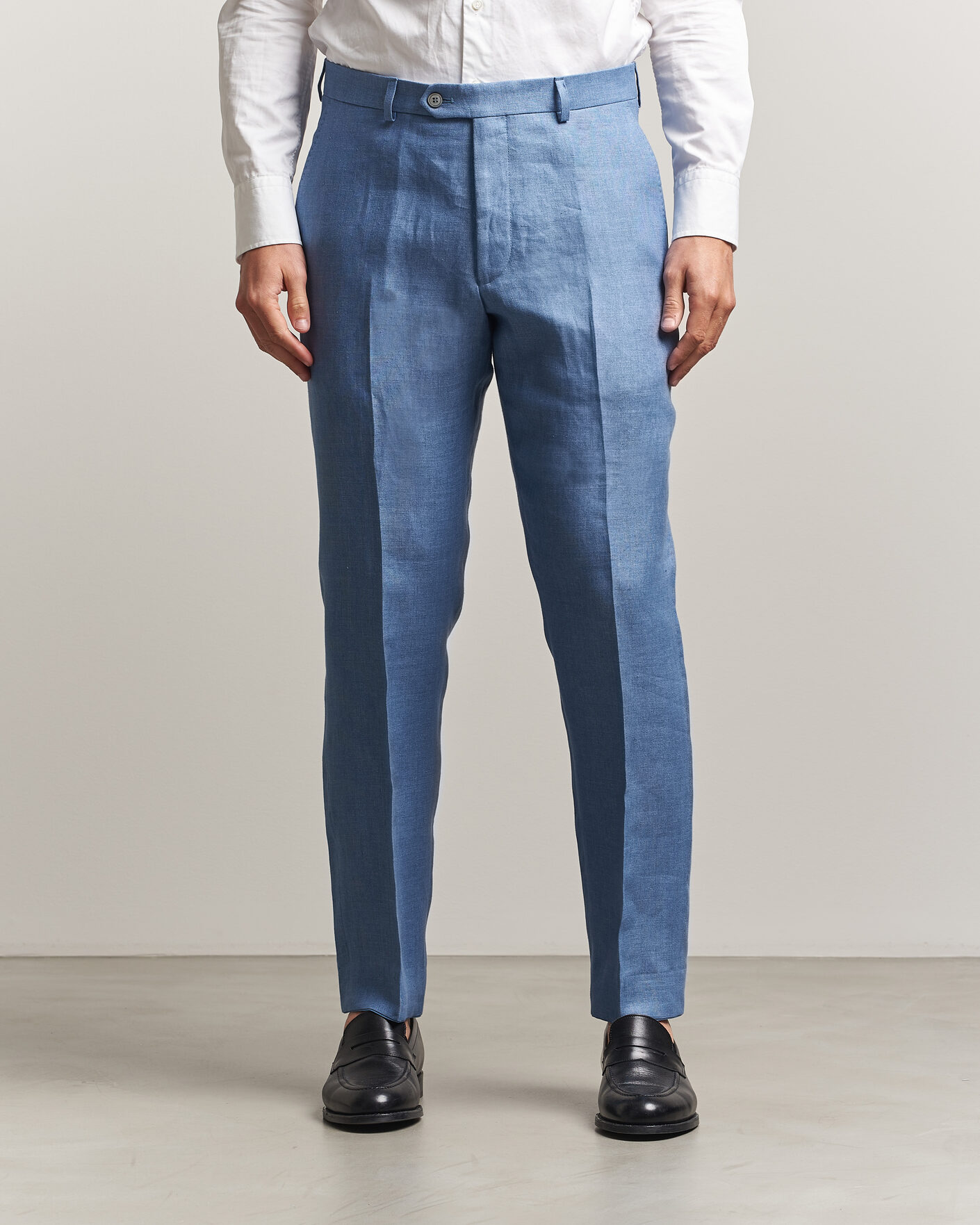 Herre | Bukser | Oscar Jacobson | Dandy Linen Trousers Light Blue
