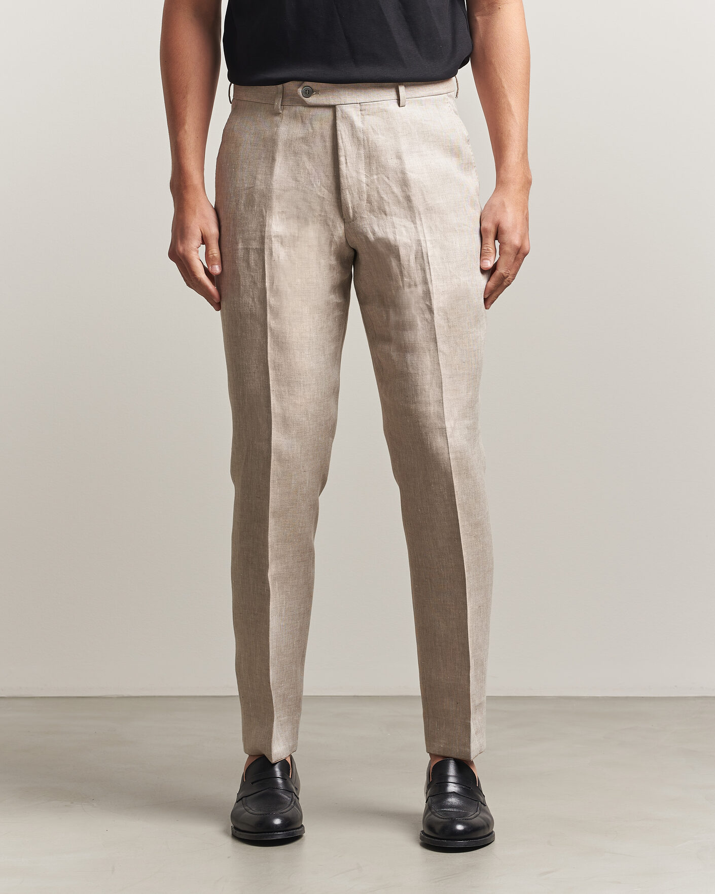 Herre | Bukser | Oscar Jacobson | Dandy Linen Trousers Beige