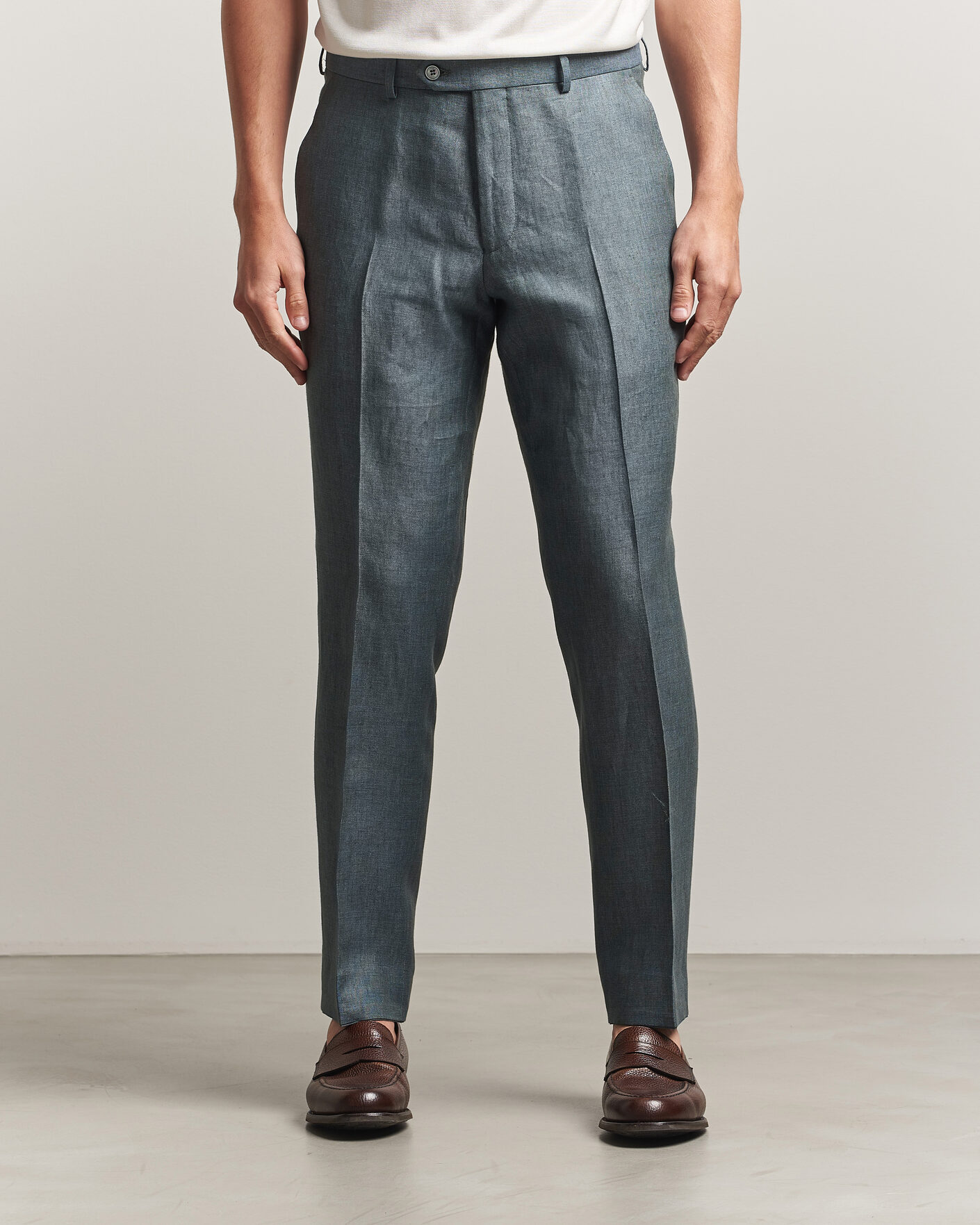 Herre | Bukser | Oscar Jacobson | Dandy Linen Trousers Green