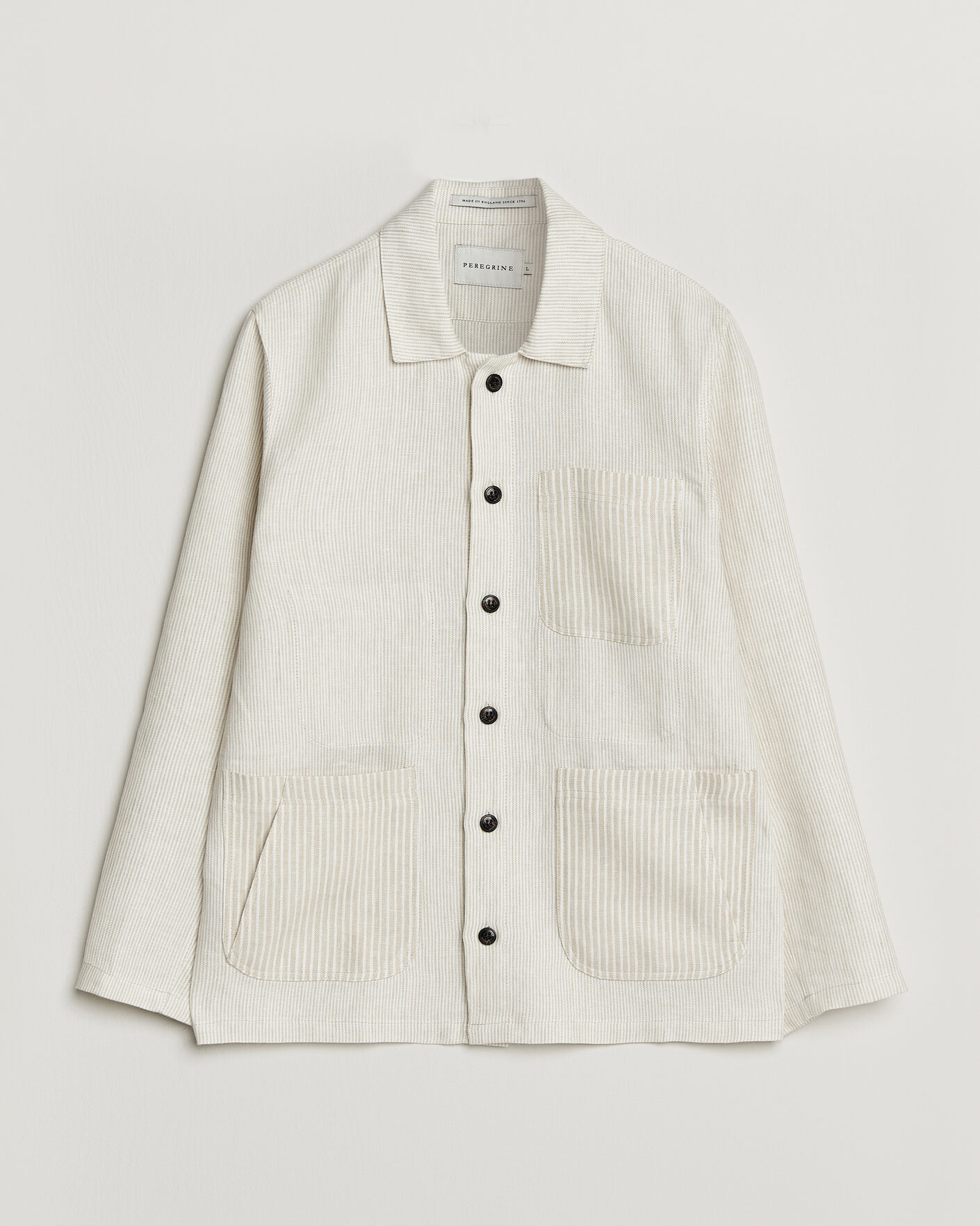 Herre | Skjorter | Peregrine | Windsor Linen Shacket Beige Stripe