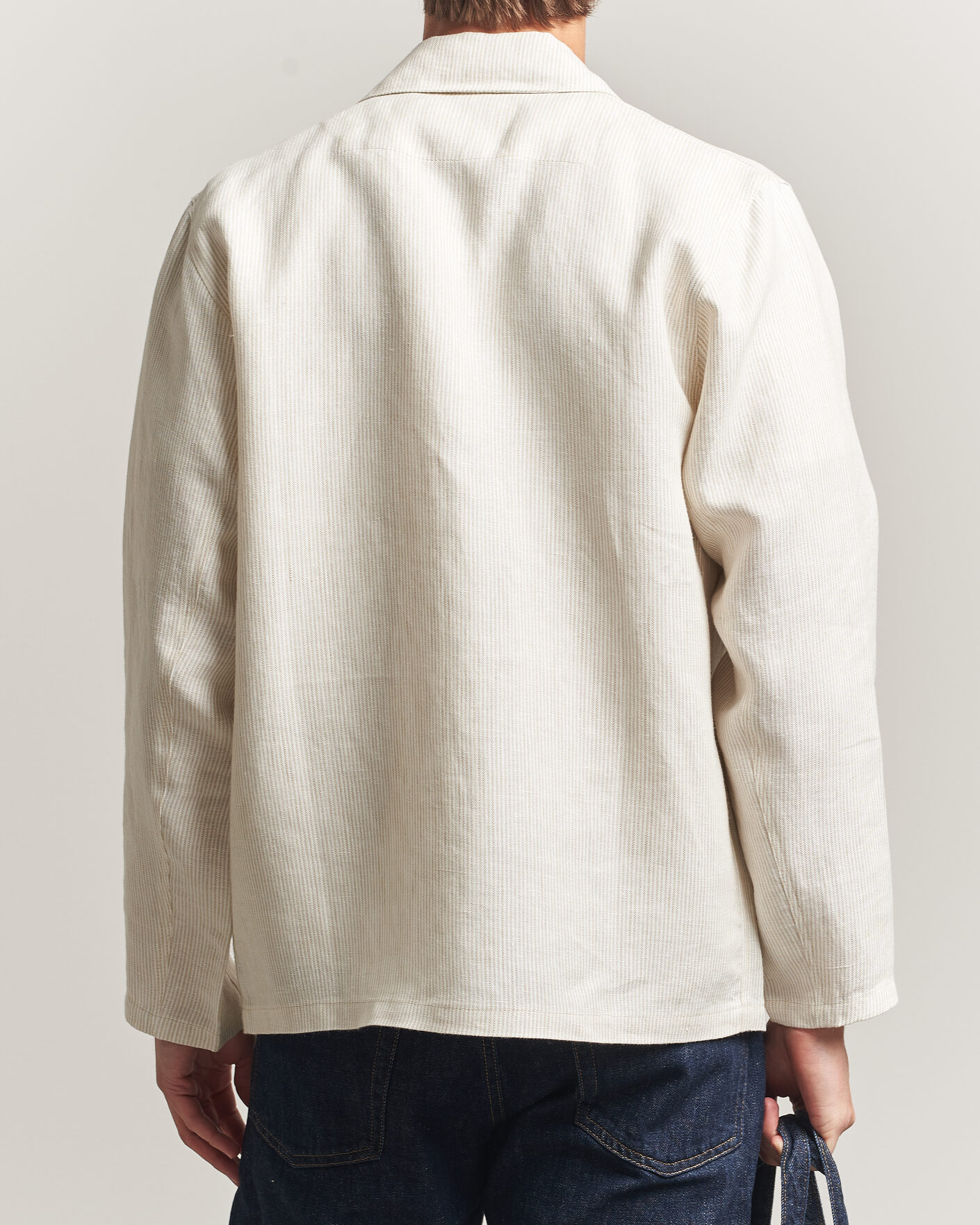 Herre | Skjorter | Peregrine | Windsor Linen Shacket Beige Stripe