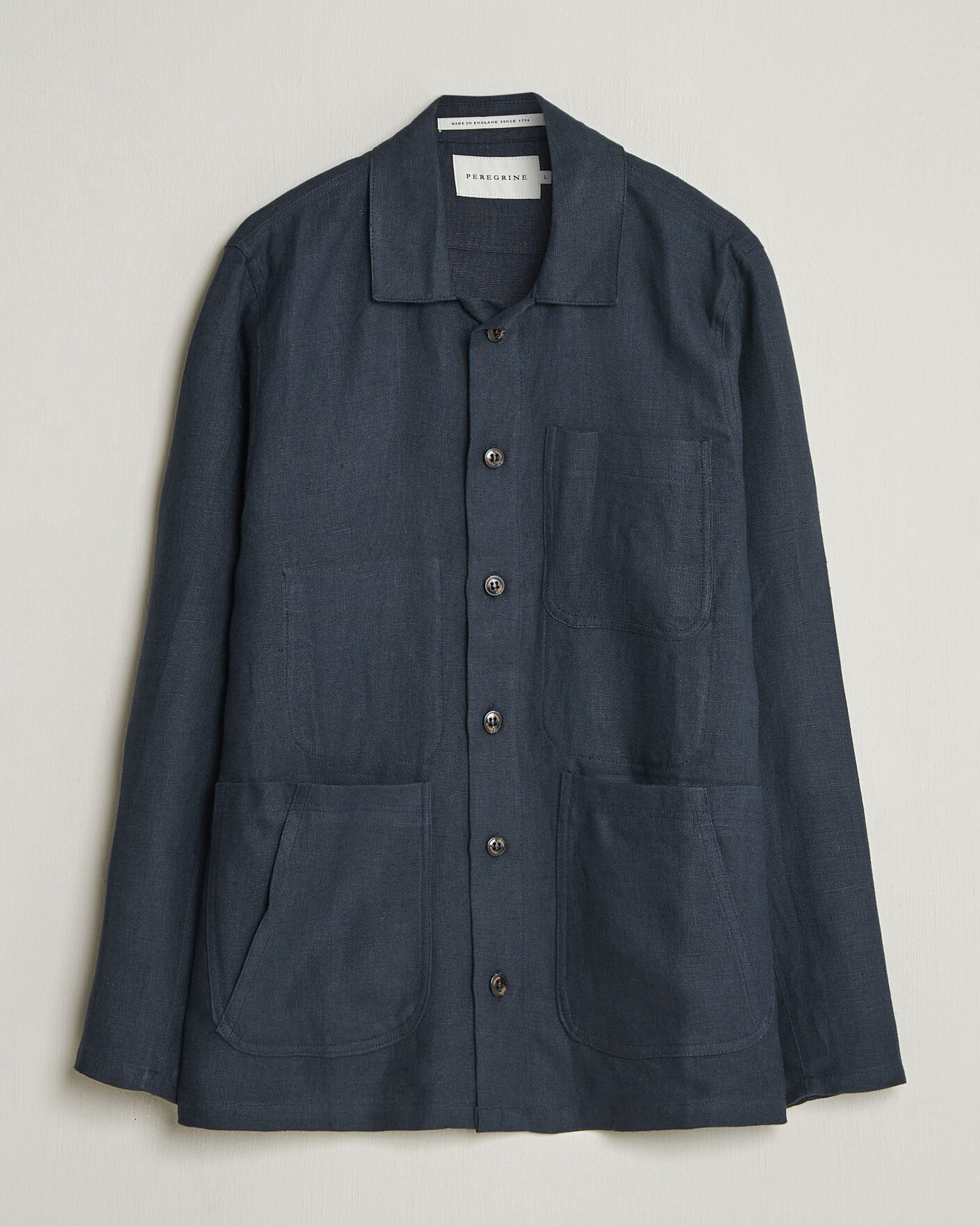 Herre | Skjorter | Peregrine | Windsor Linen Shacket Navy Stripe
