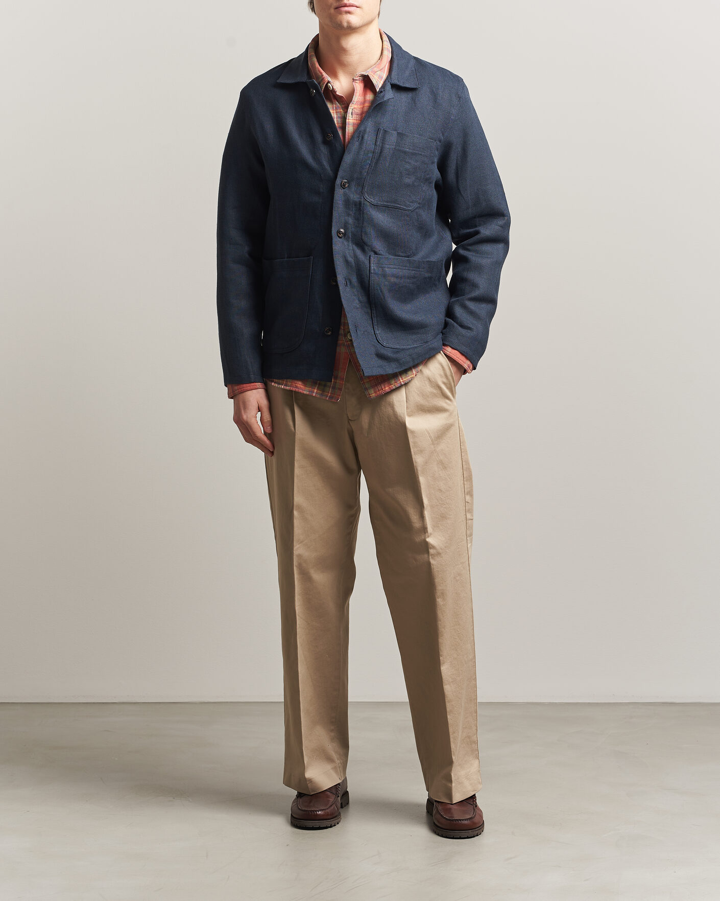 Herre | Skjorter | Peregrine | Windsor Linen Shacket Navy