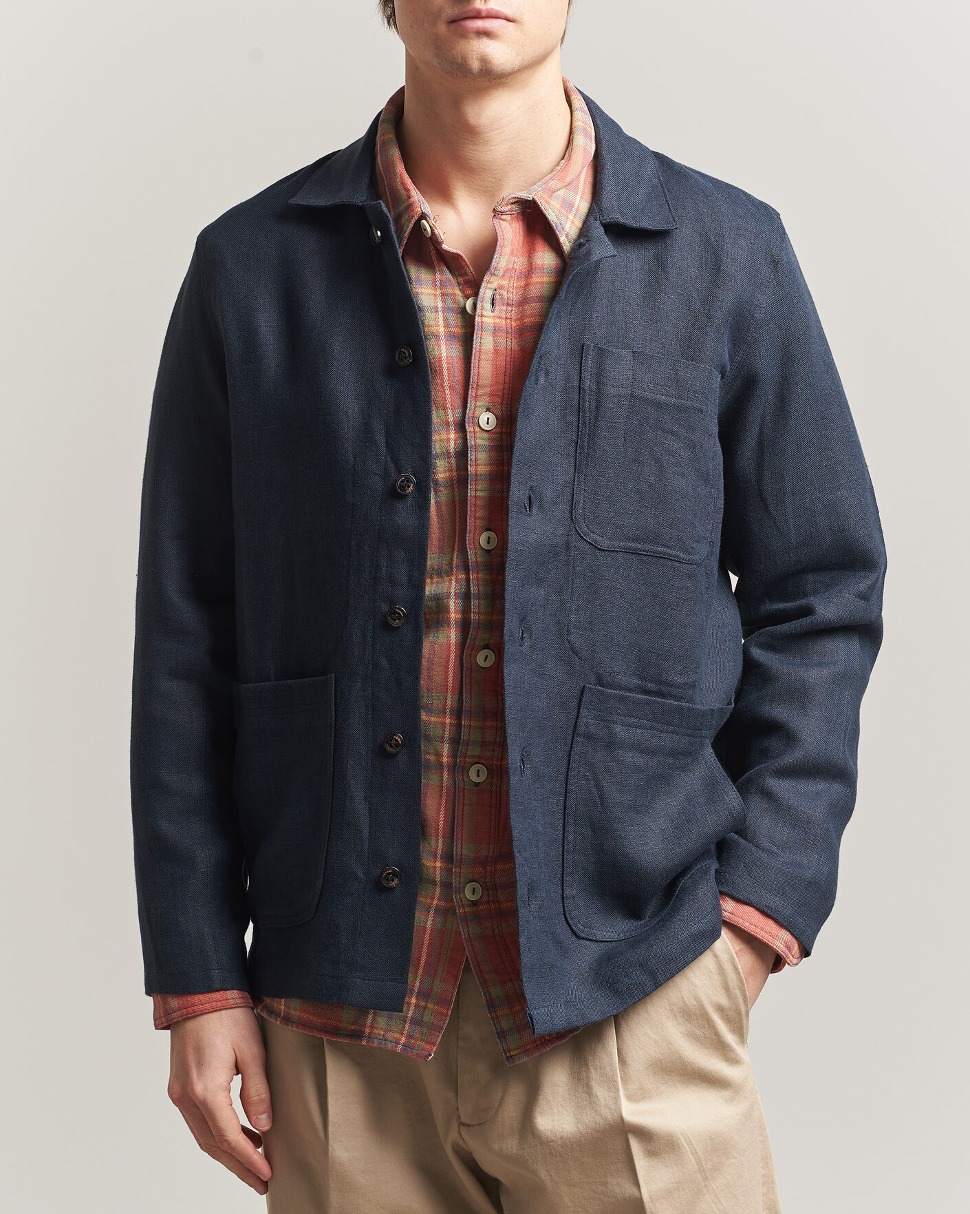 Herre | Skjorter | Peregrine | Windsor Linen Shacket Navy