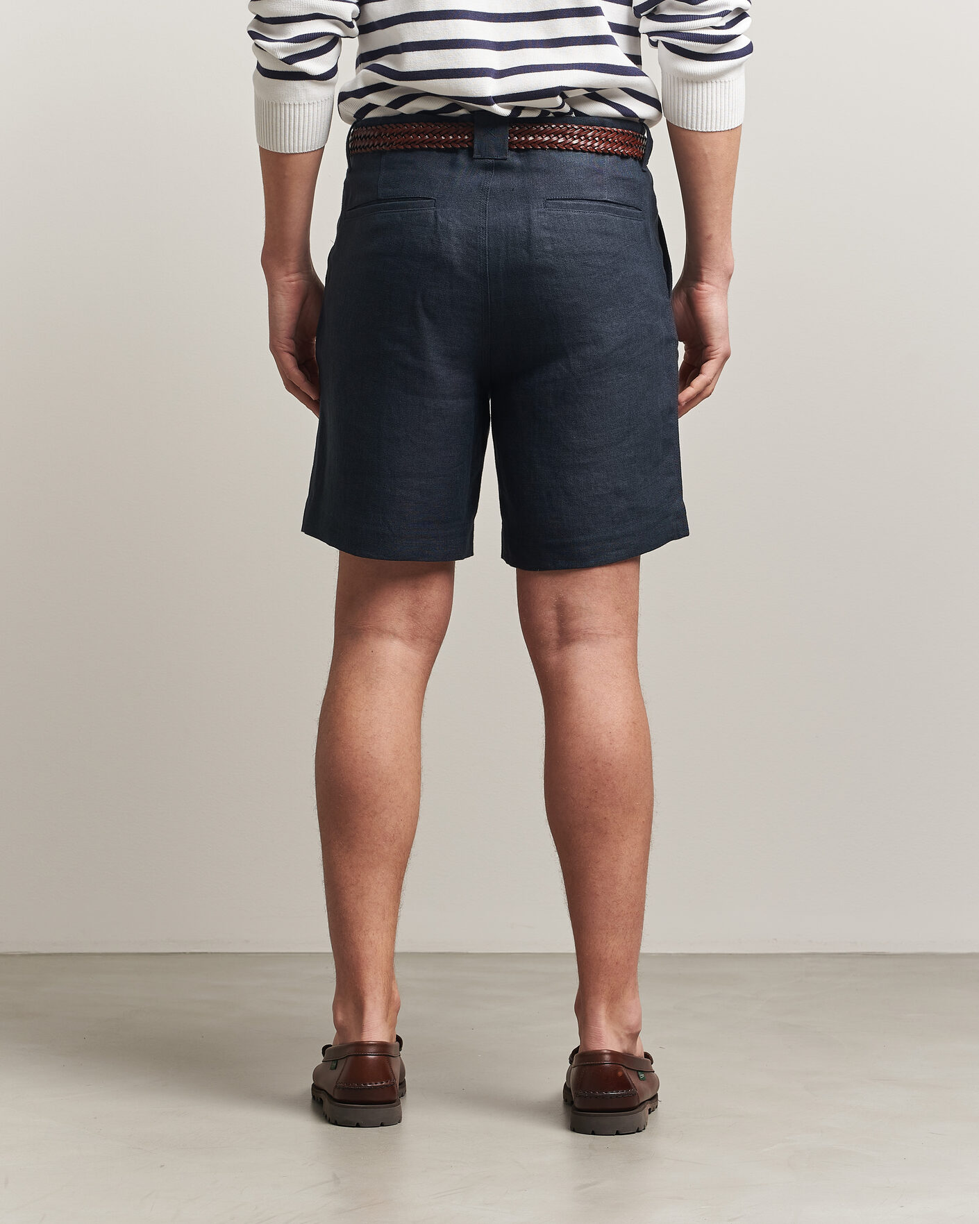 Herre | Shorts | Peregrine | Windsor Linen Shorts Navy Stripe