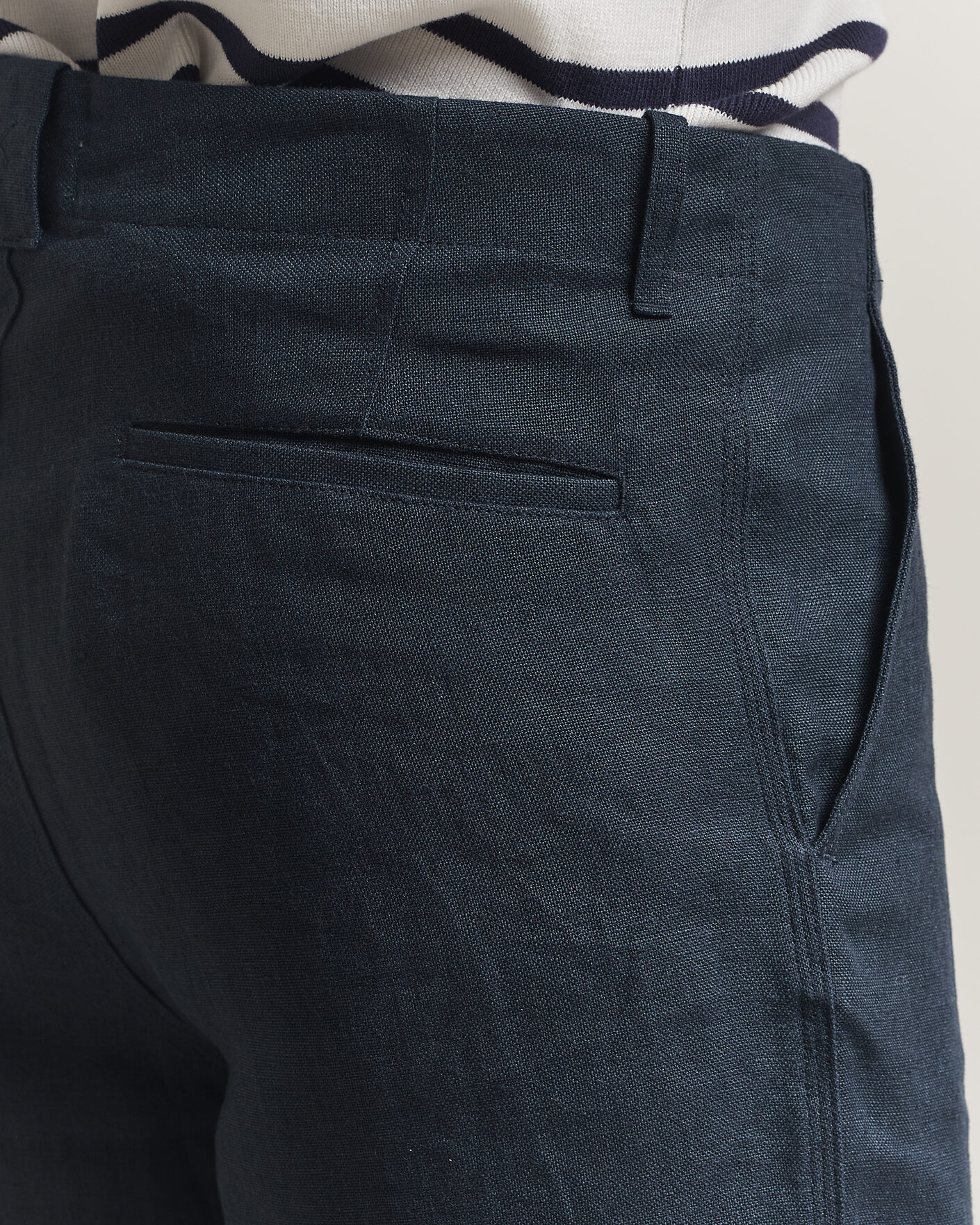 Herre | Shorts | Peregrine | Windsor Linen Shorts Navy Stripe