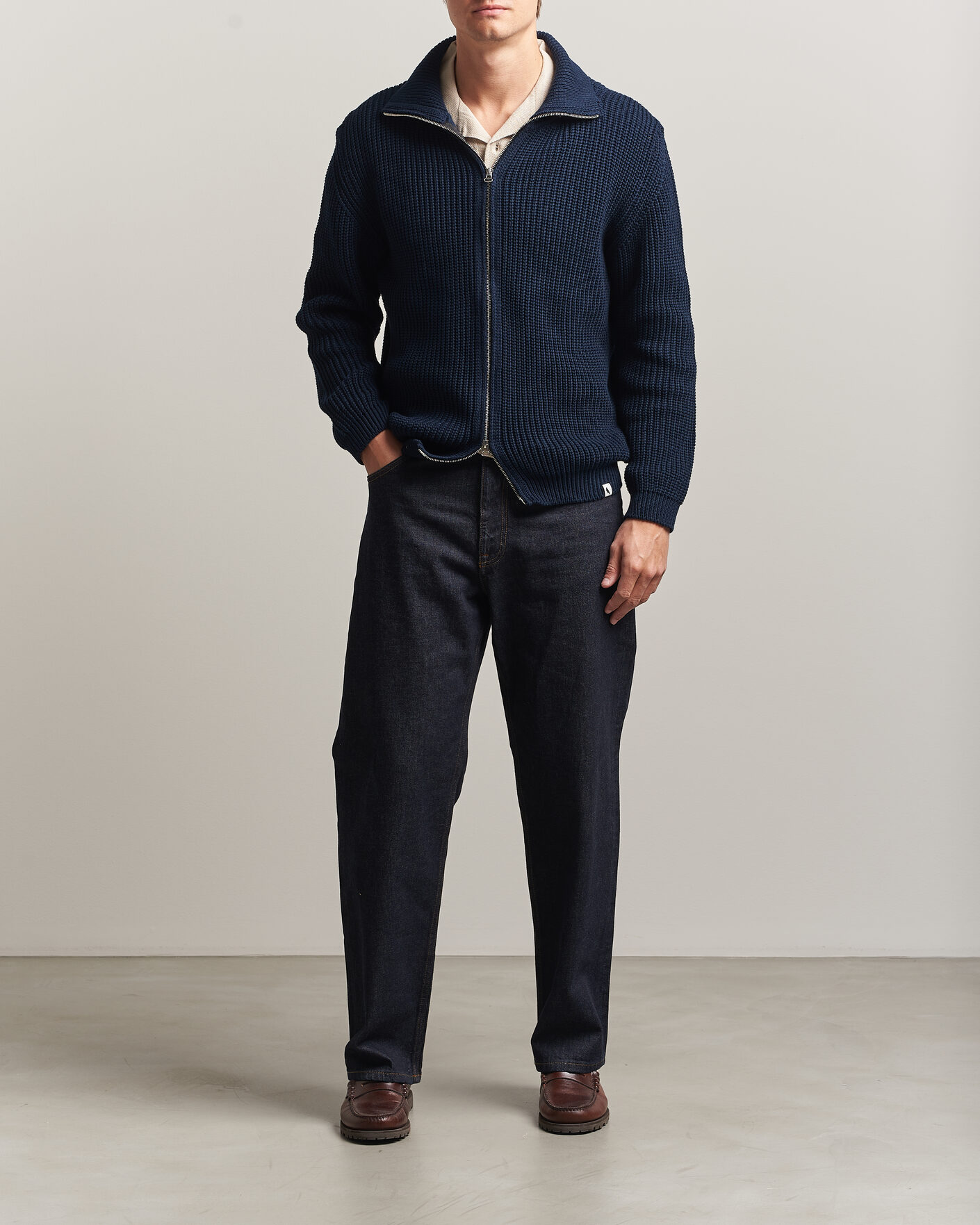 Herre | Gensere | Peregrine | River Cotton Zip Cardigan Navy
