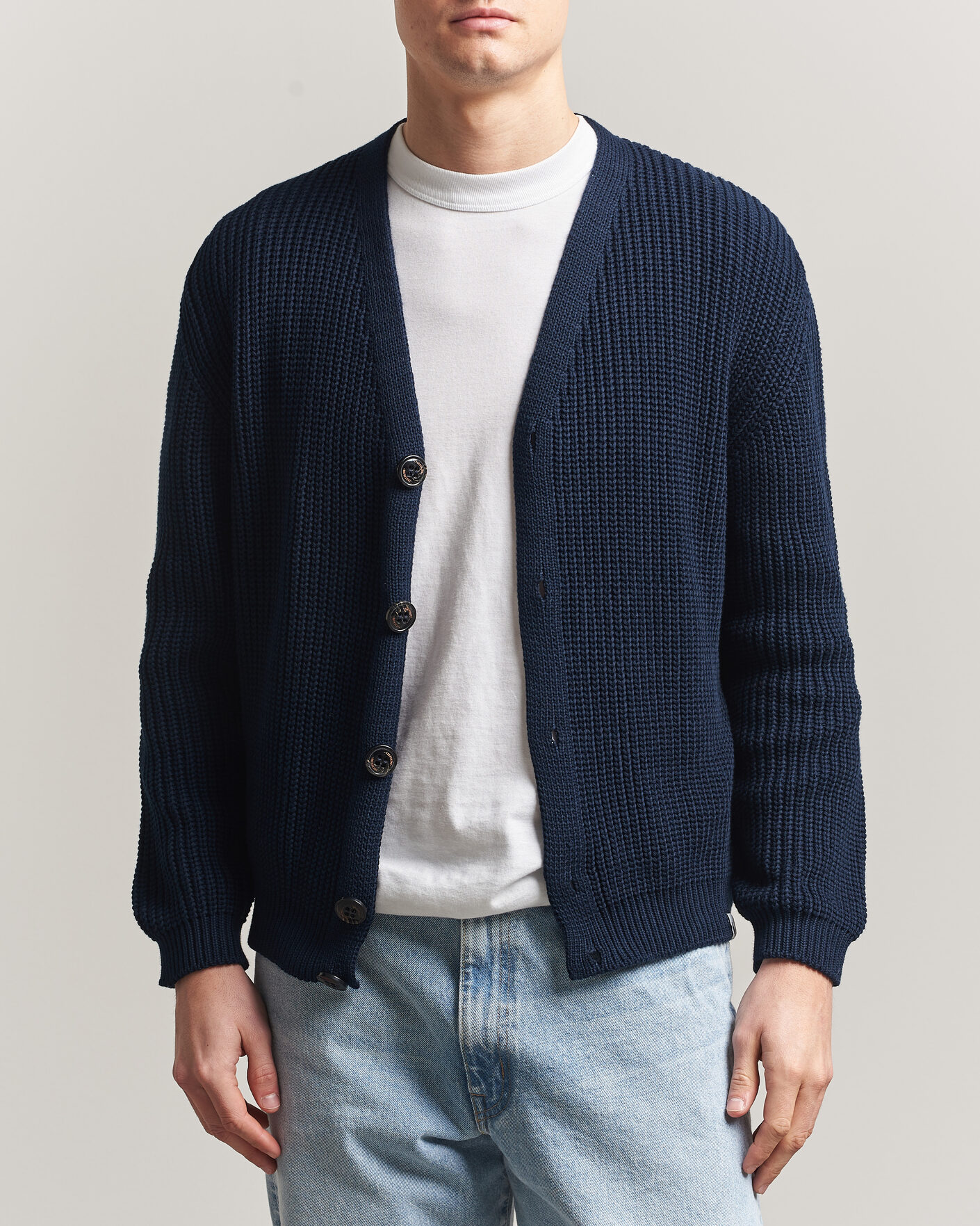 Herre | Gensere | Peregrine | River Cotton Cardigan Navy