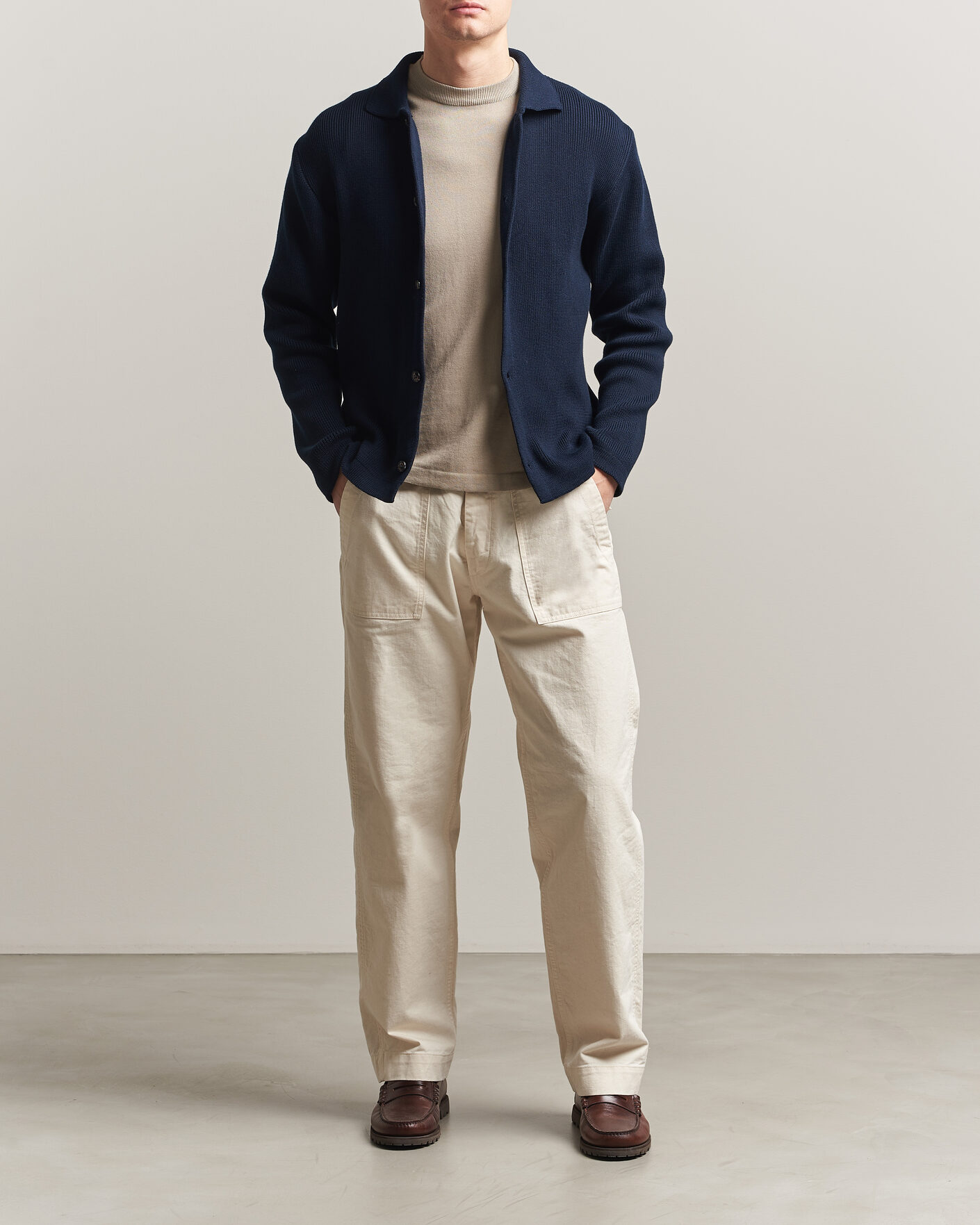 Herre | Gensere | Peregrine | River Knitted Cotton Schacket Navy