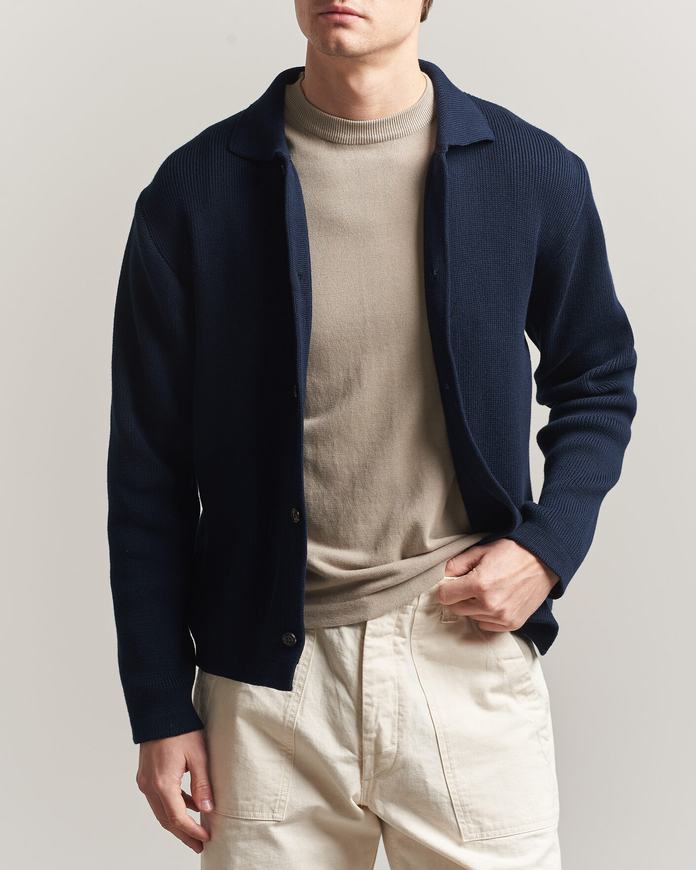 Herre | Gensere | Peregrine | River Knitted Cotton Schacket Navy