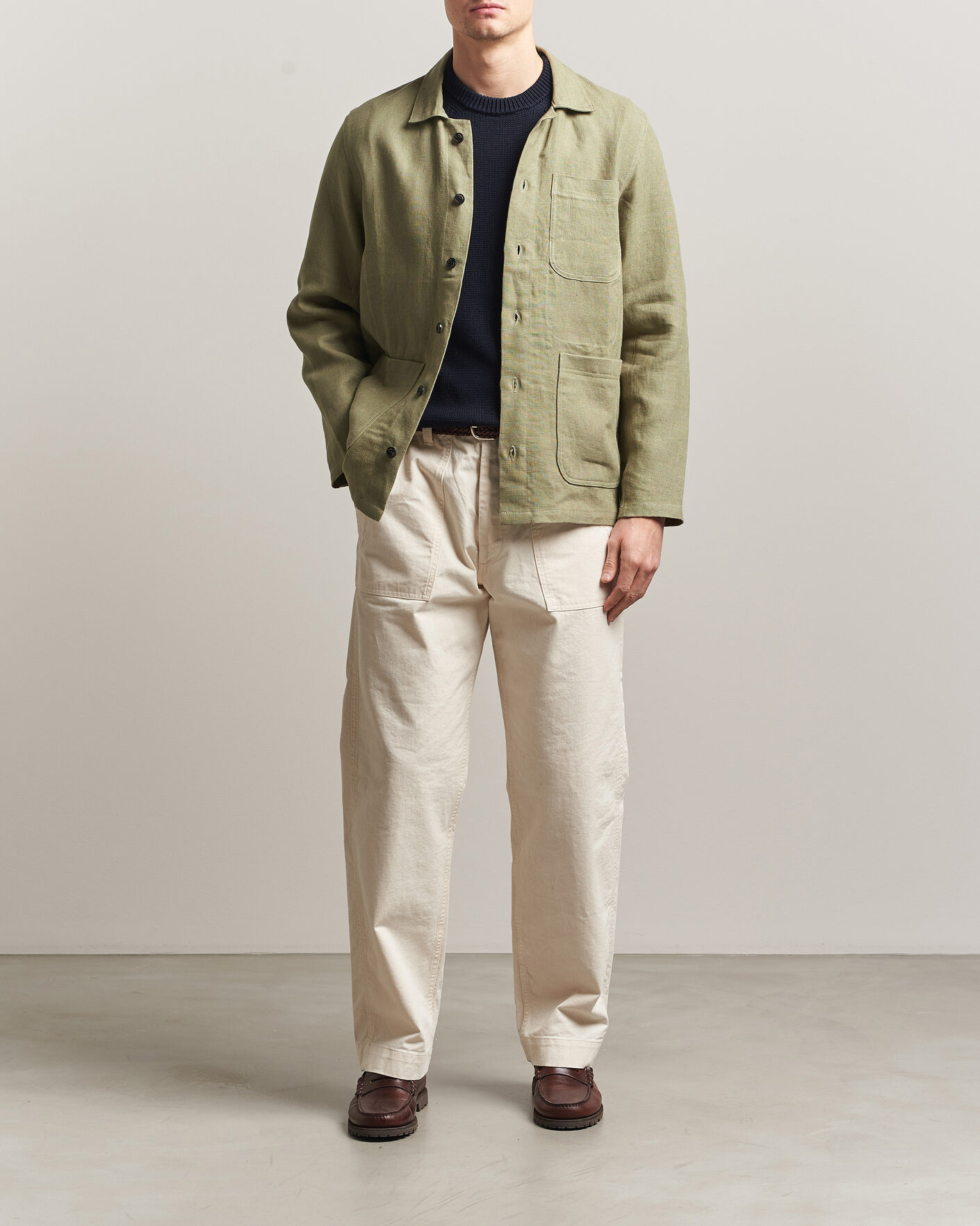 Herre | Skjorter | Peregrine | Windsor Linen Shacket Khaki