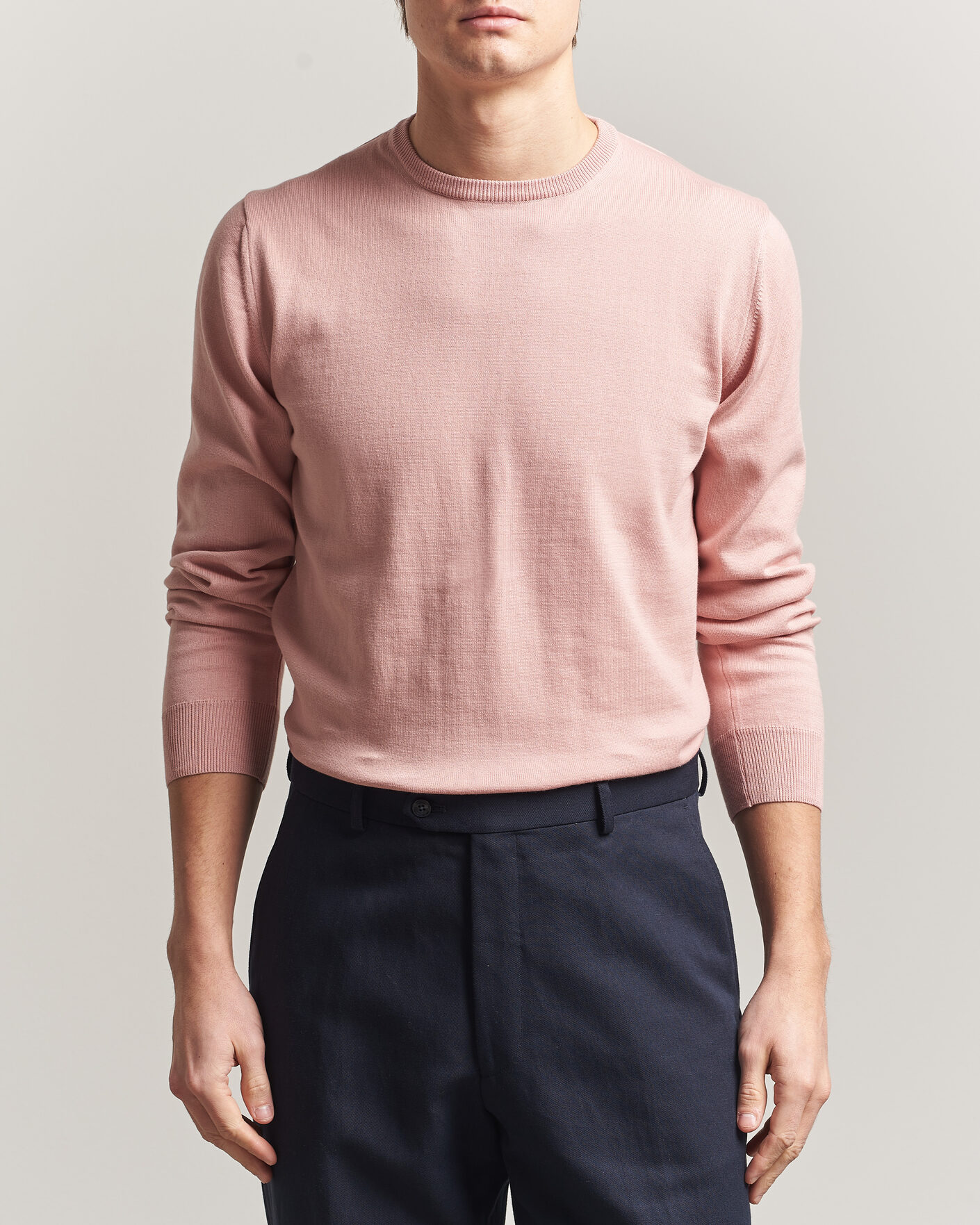 Herre | Gensere | Morgano | Supersoft Egyptian Cotton Crew Neck Soft Pink