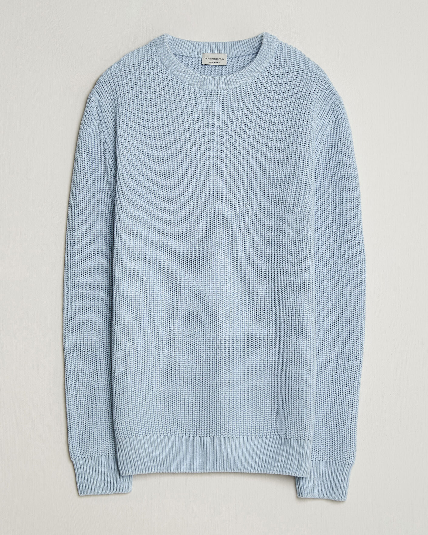 Herre | Gensere | Morgano | Supersoft Egyptian Cotton Fisher Man Crew Light Blue