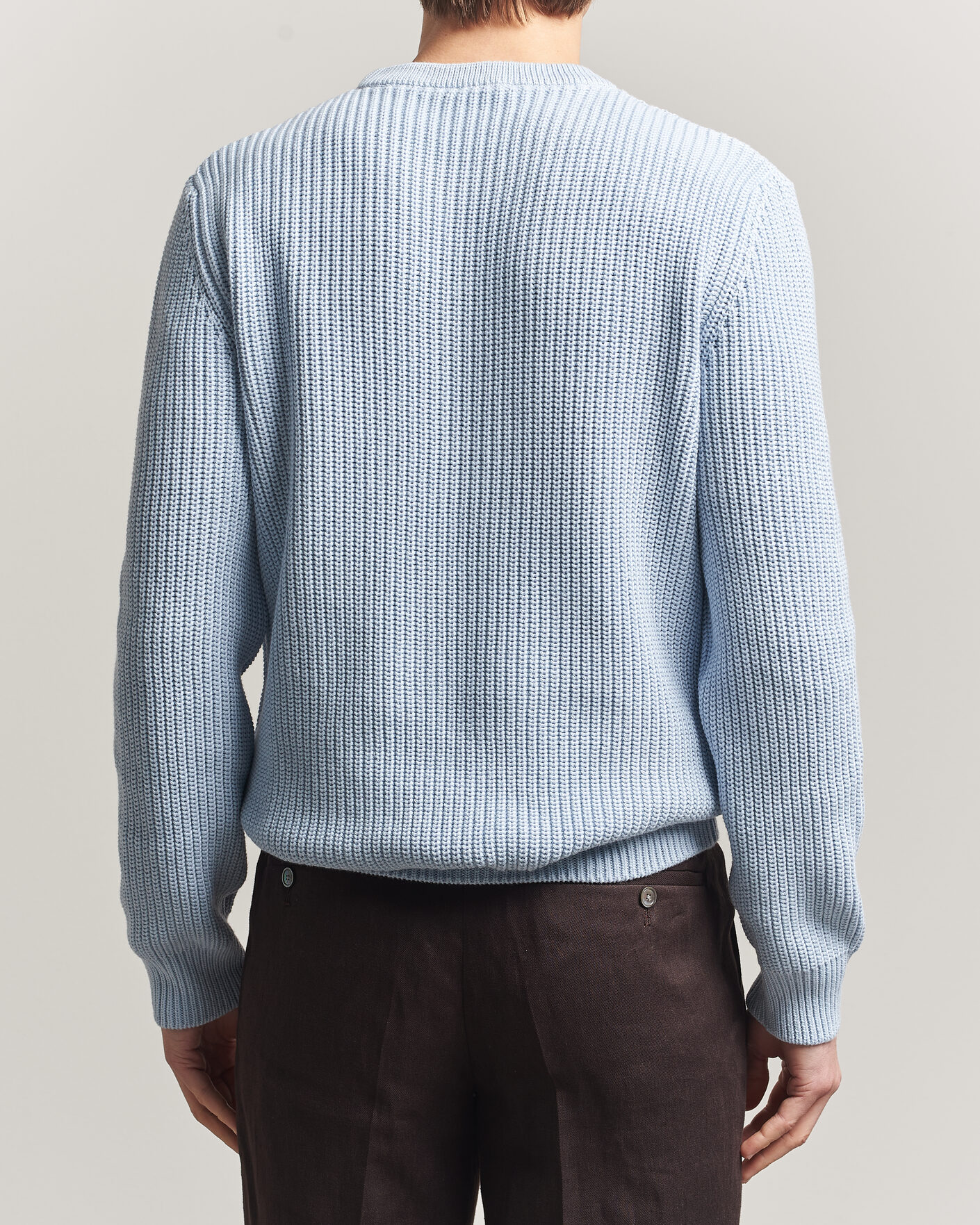 Herre | Gensere | Morgano | Supersoft Egyptian Cotton Fisher Man Crew Light Blue