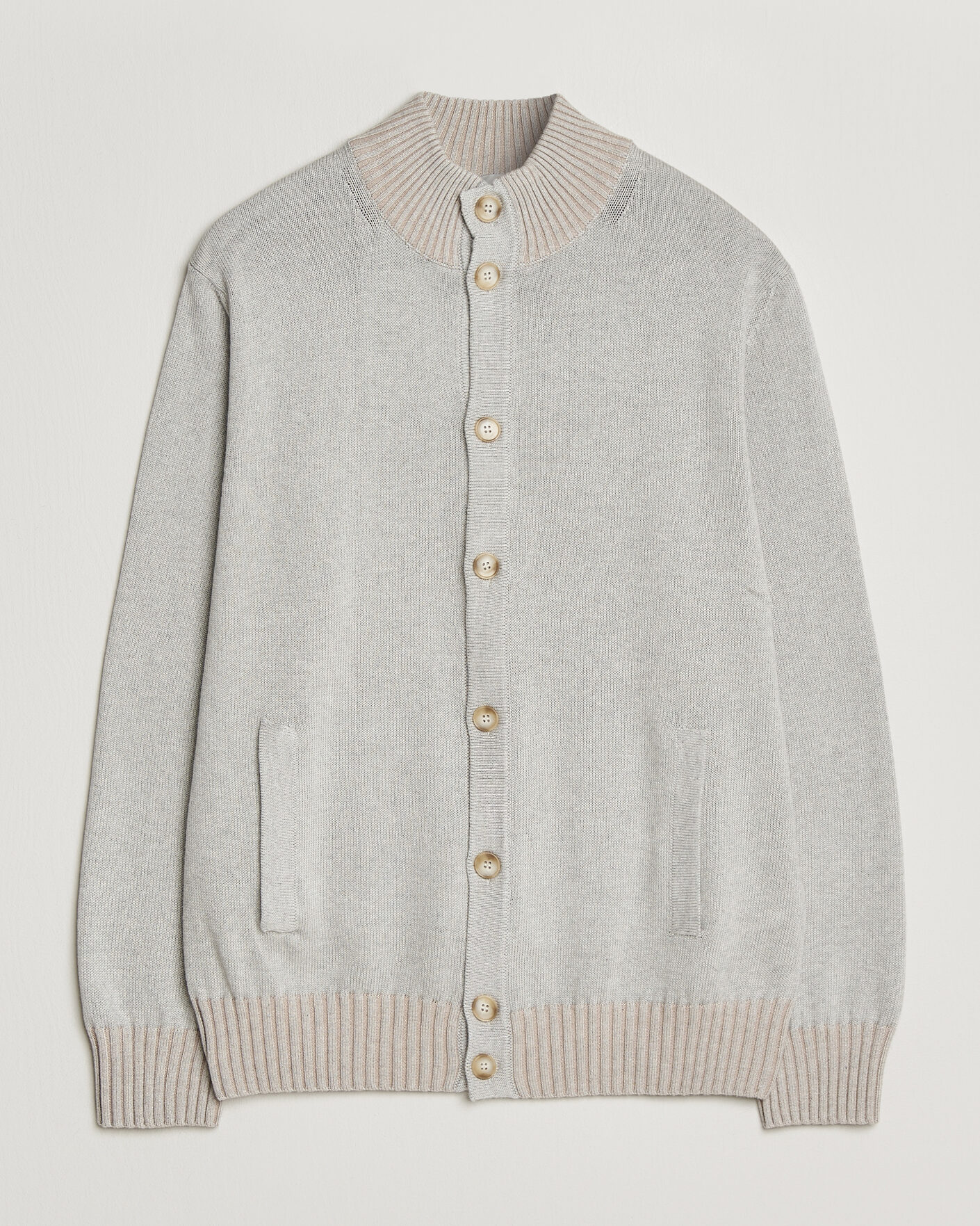 Herre | Gensere | Morgano | Cotton/Cashmere Knitted Cardigan Light Grey