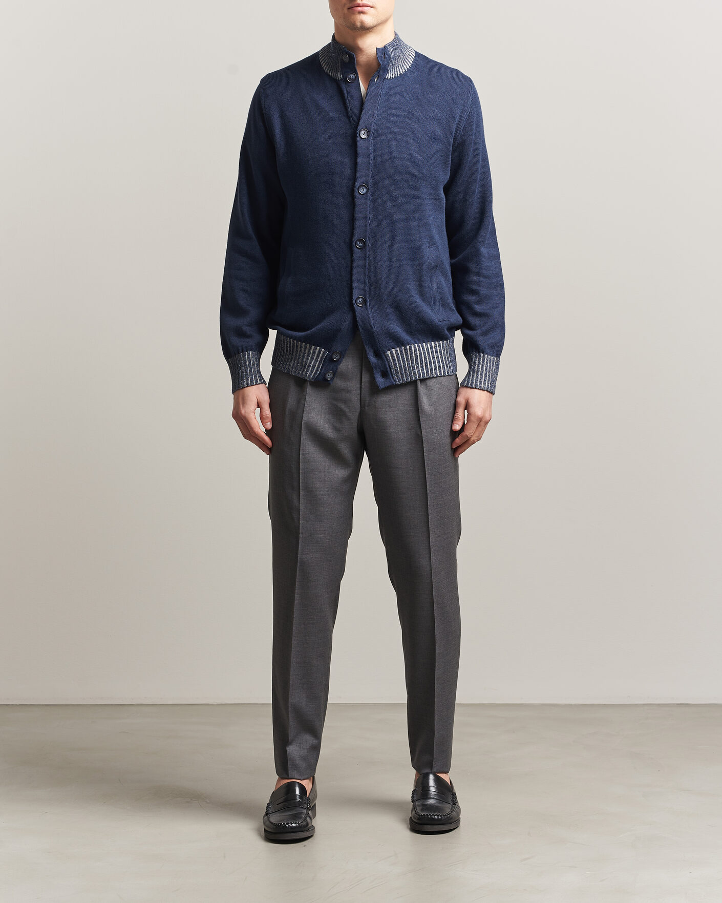 Herre | Gensere | Morgano | Cotton/Cashmere Knitted Cardigan Navy