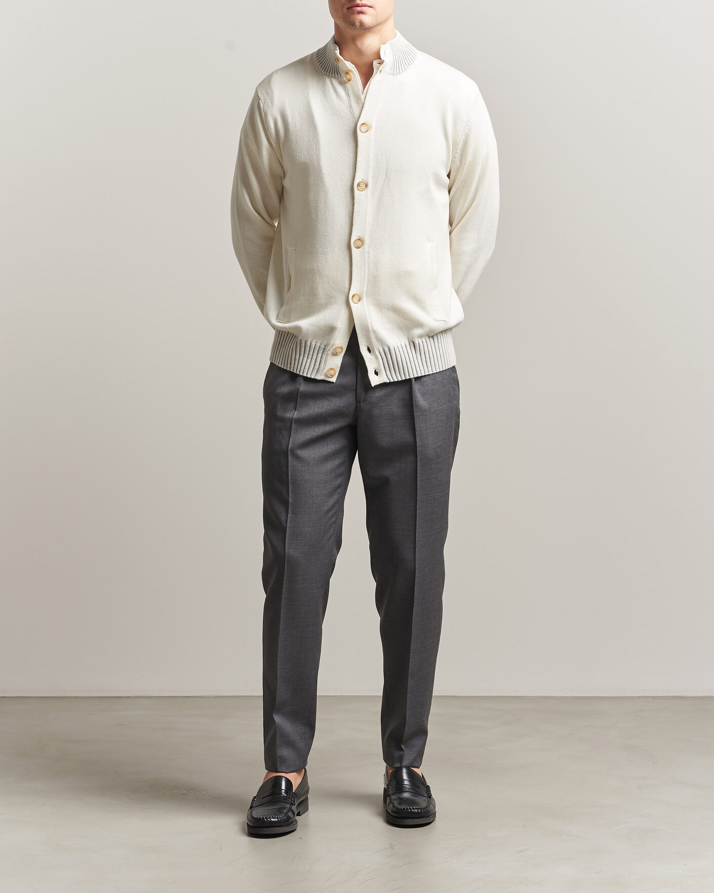 Herre | Gensere | Morgano | Cotton/Cashmere Knitted Cardigan Cream