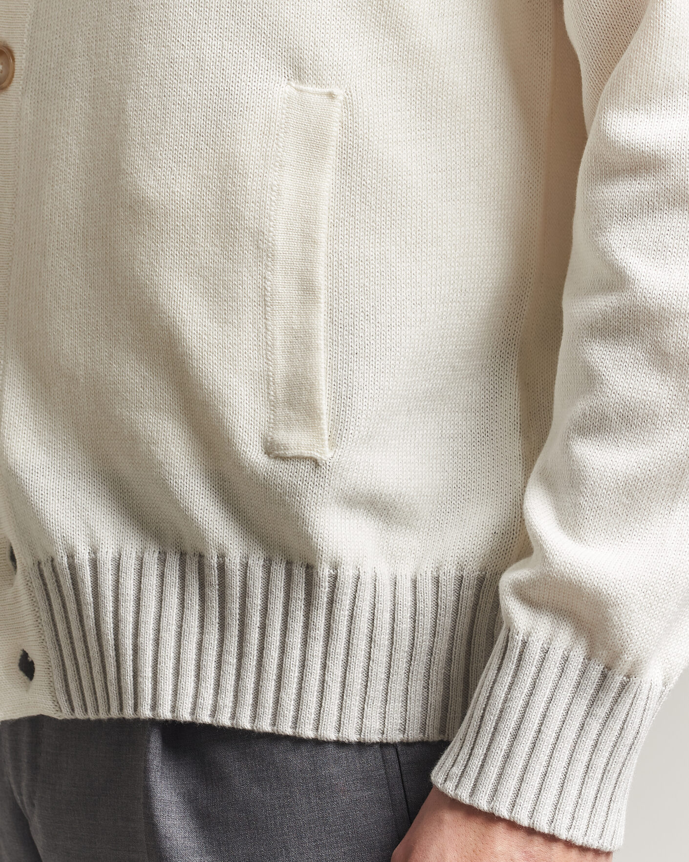 Herre | Gensere | Morgano | Cotton/Cashmere Knitted Cardigan Cream
