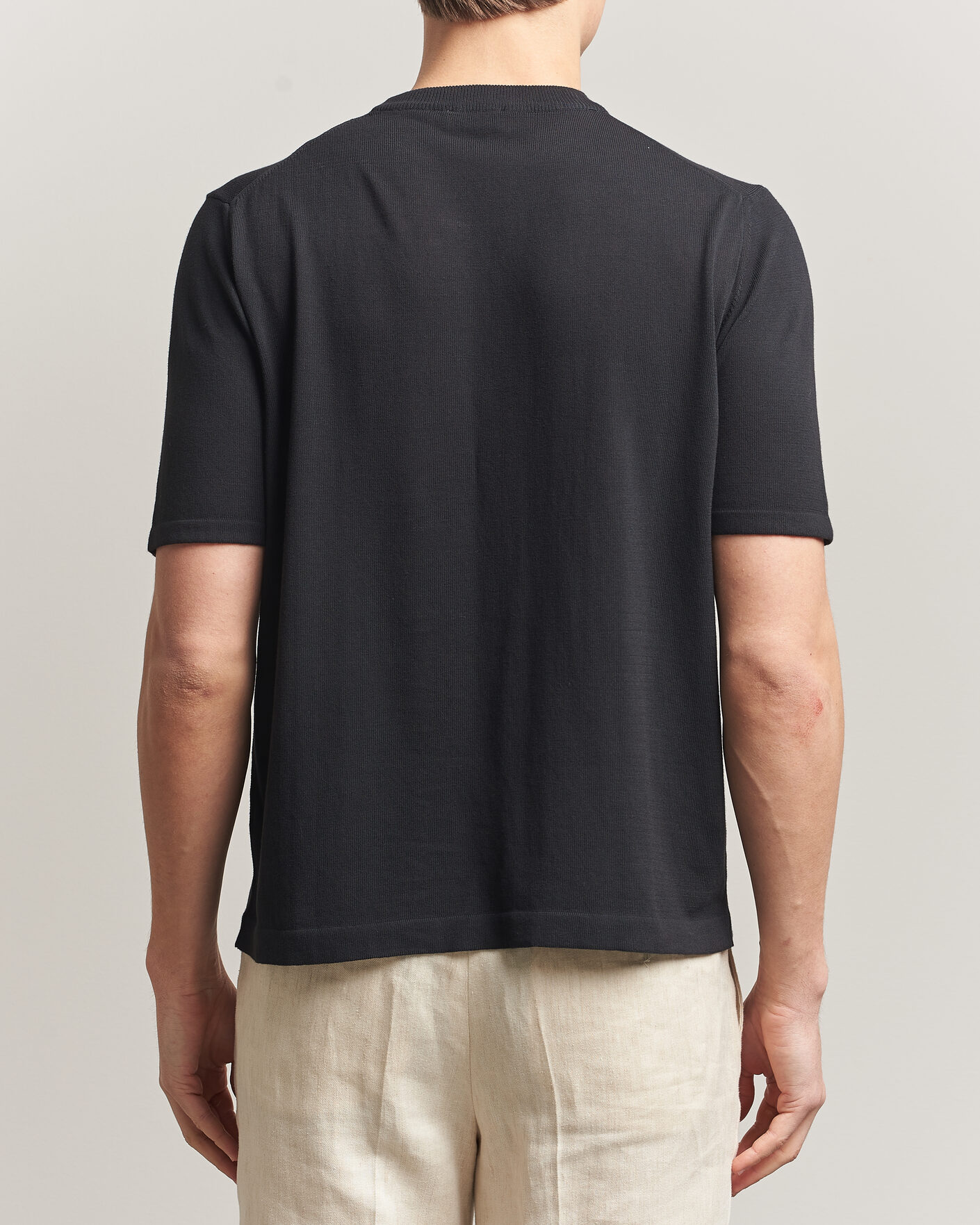 Herre | T-Shirts | Morgano | Knitted Cotton Crepe T-Shirt Black