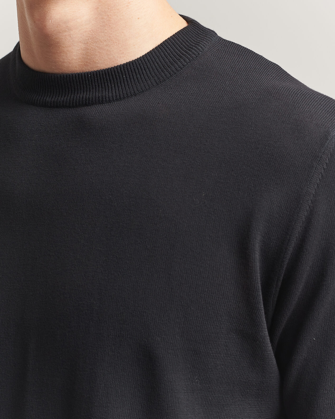 Herre | T-Shirts | Morgano | Knitted Cotton Crepe T-Shirt Black
