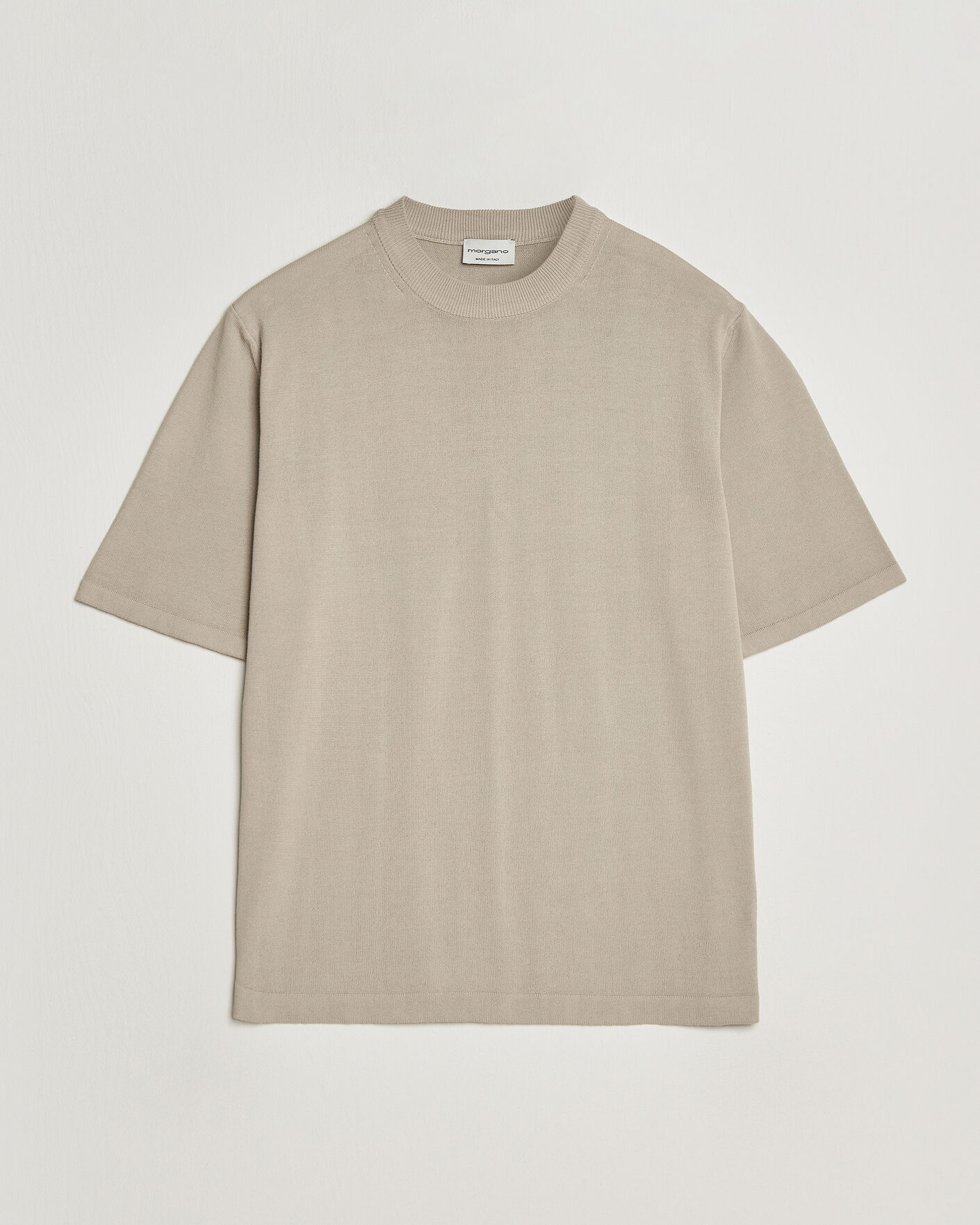 Herre | T-Shirts | Morgano | Knitted Cotton Crepe T-Shirt Beige