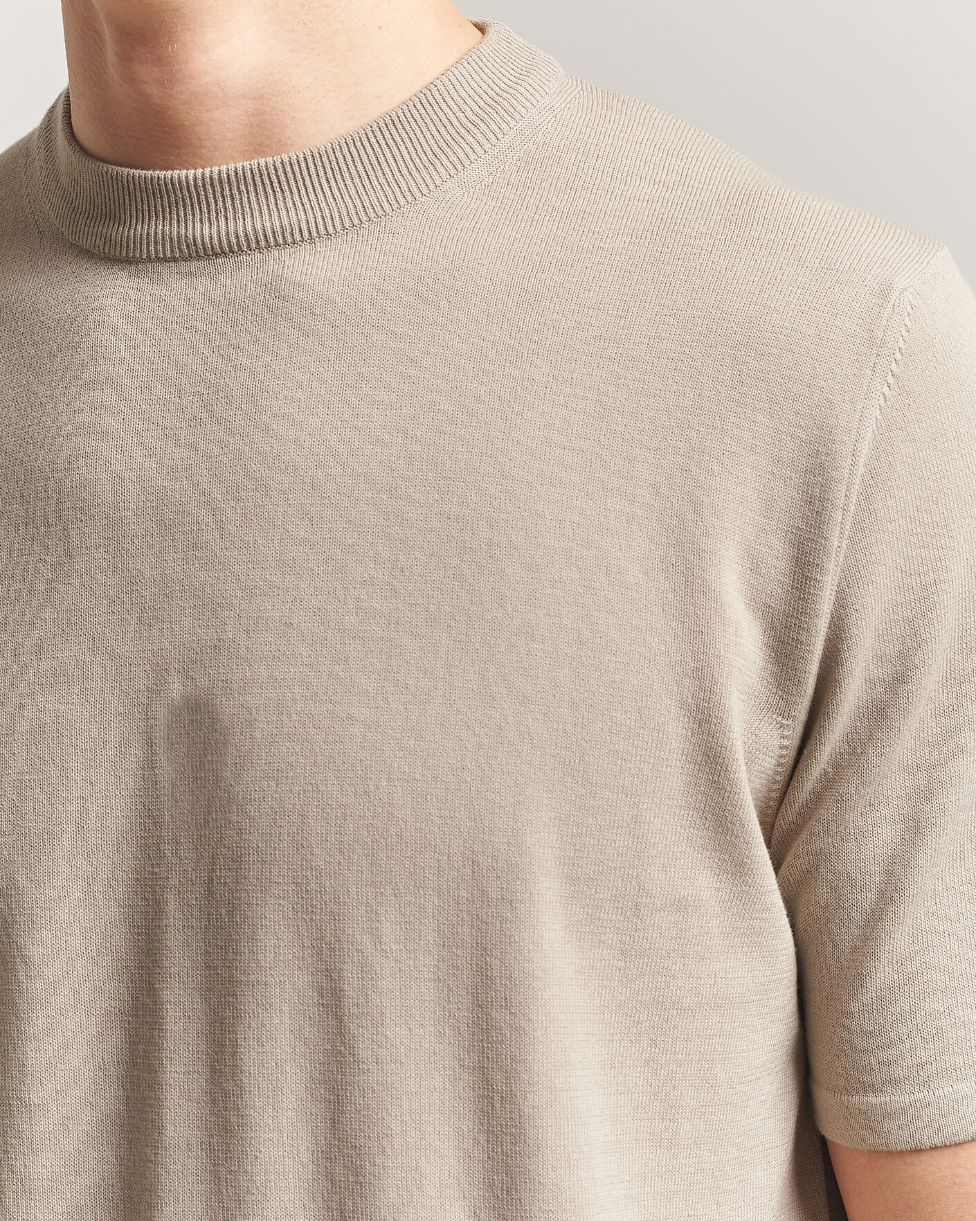 Herre | T-Shirts | Morgano | Knitted Cotton Crepe T-Shirt Beige