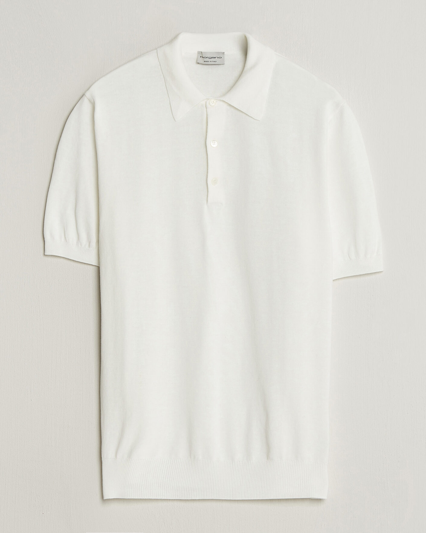 Herre | Pikéer | Morgano | Knitted Cotton Crepe Polo Latte