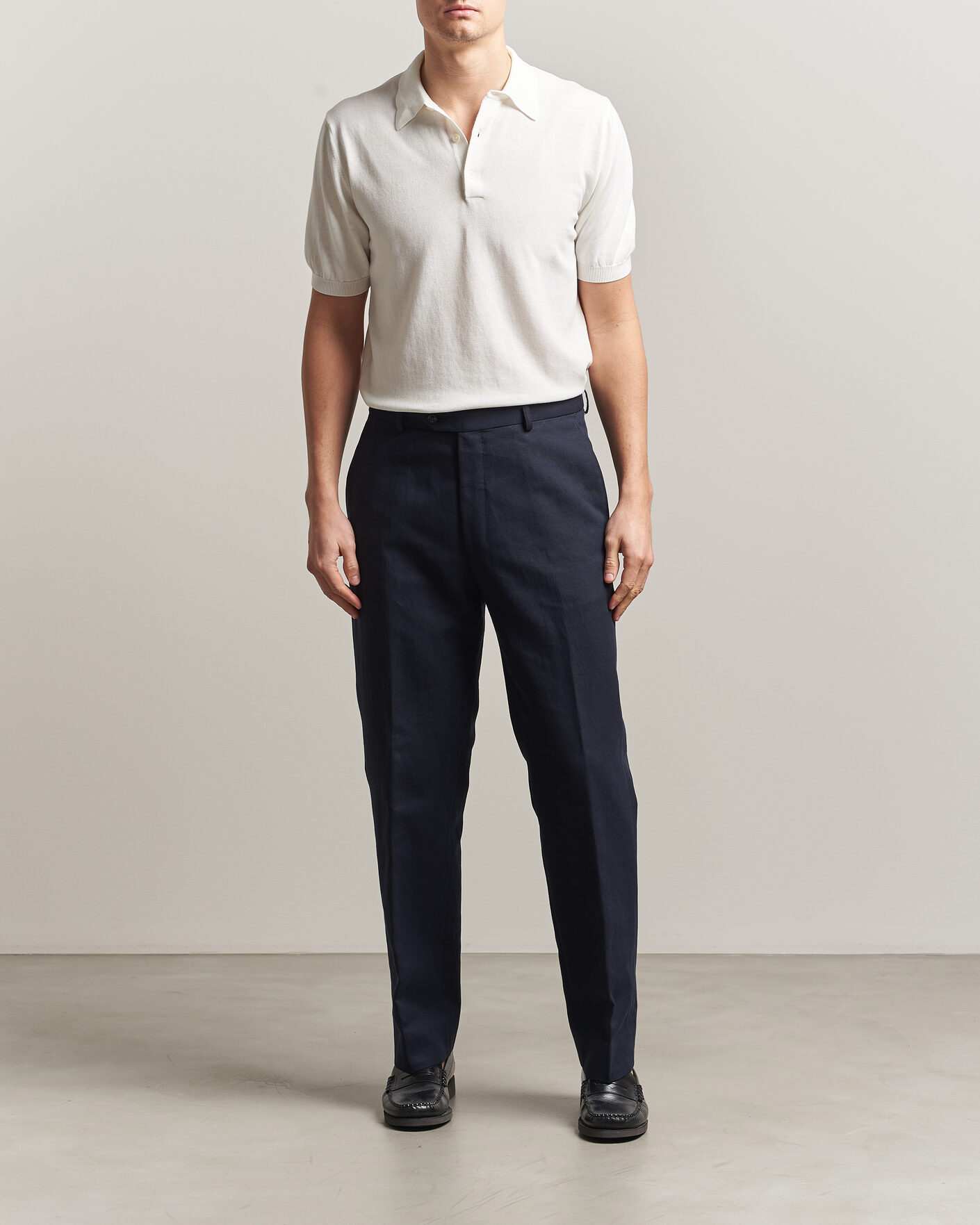 Herre | Pikéer | Morgano | Knitted Cotton Crepe Polo Latte