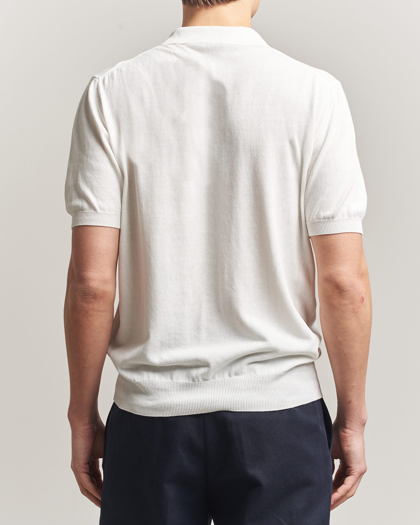 Herre | Pikéer | Morgano | Knitted Cotton Crepe Polo Latte