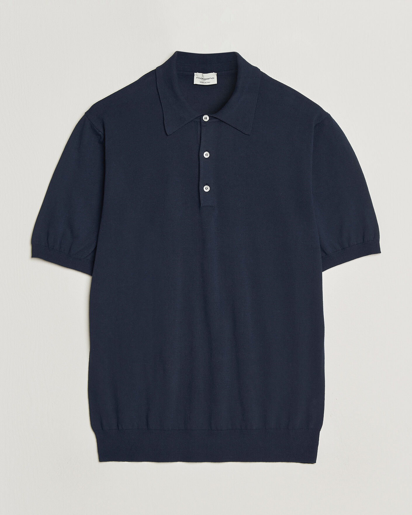 Herre | Pikéer | Morgano | Knitted Cotton Crepe Polo Navy