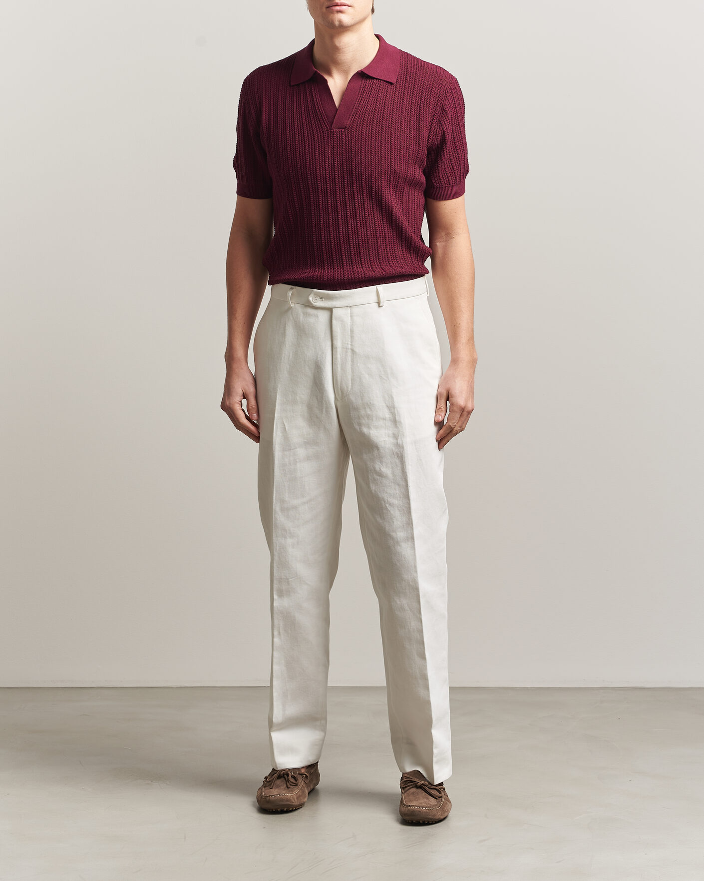 Herre | Pikéer | Morgano | Structured Knitted Polo Burgundy