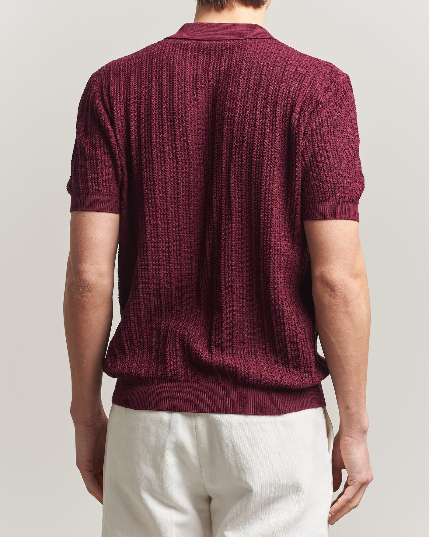 Herre | Pikéer | Morgano | Structured Knitted Polo Burgundy