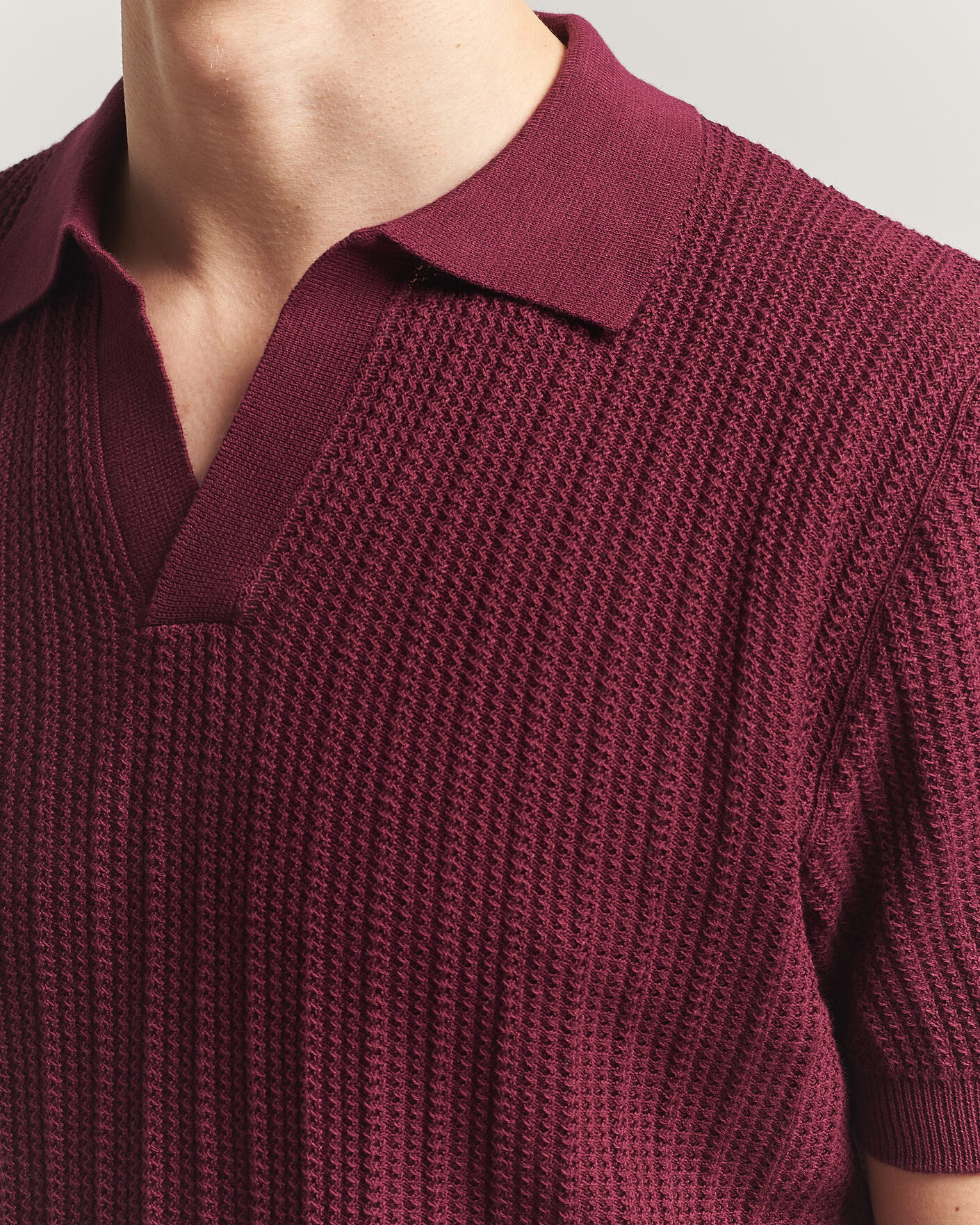 Herre | Pikéer | Morgano | Structured Knitted Polo Burgundy