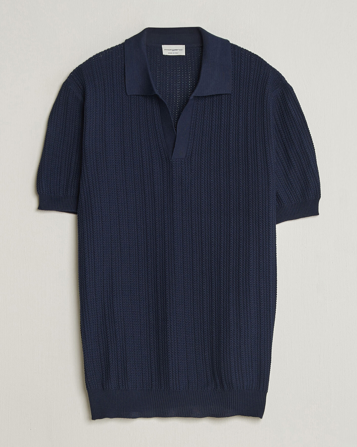 Herre | Pikéer | Morgano | Structured Knitted Polo Navy