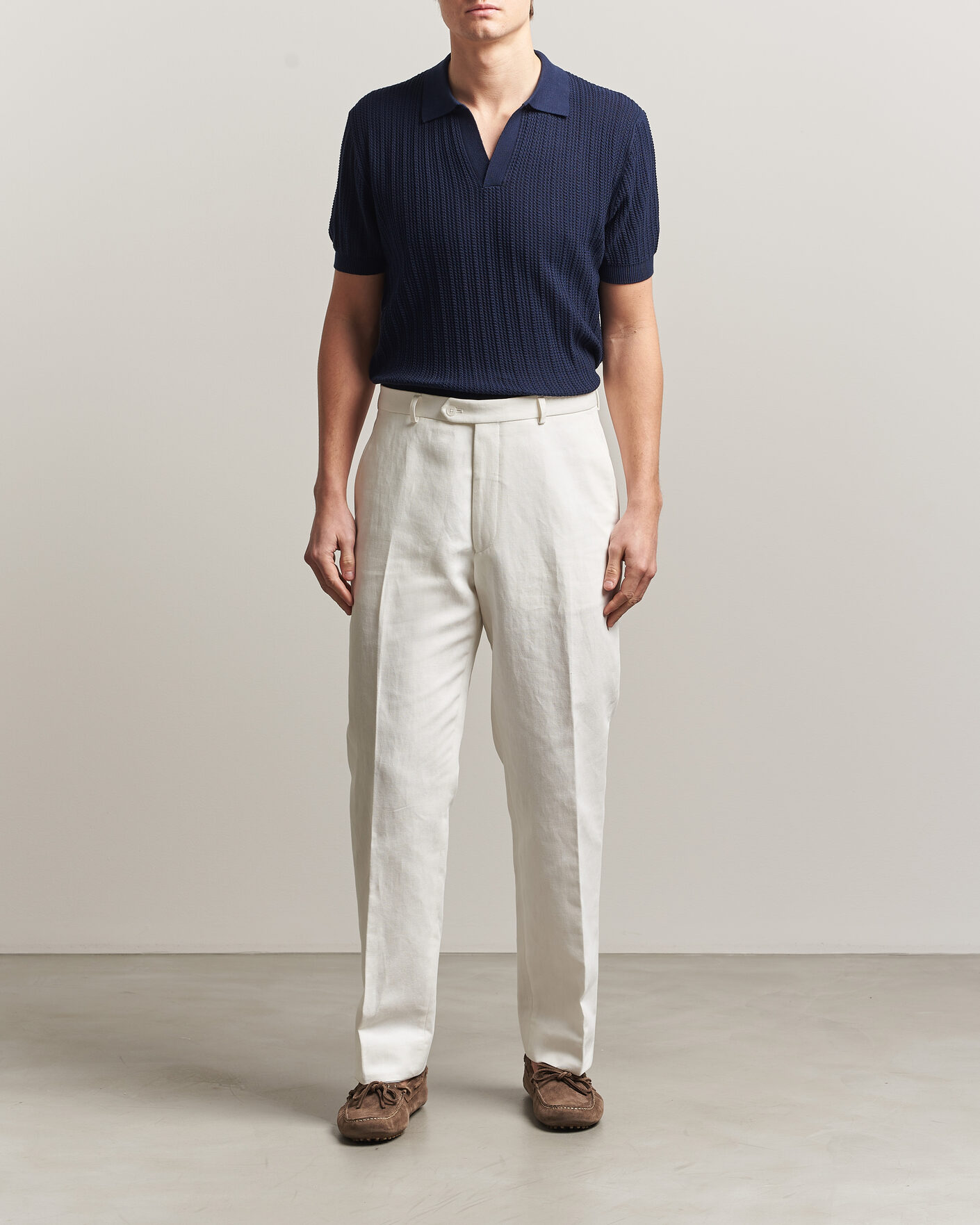 Herre | Pikéer | Morgano | Structured Knitted Polo Navy