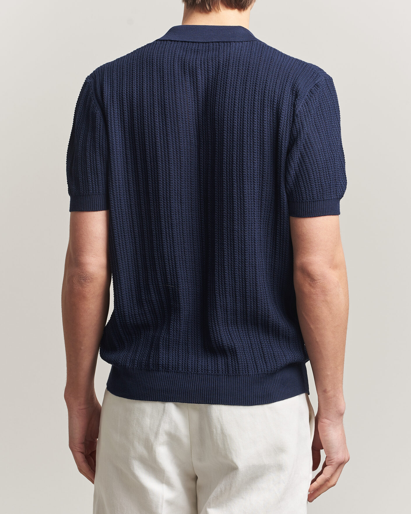 Herre | Pikéer | Morgano | Structured Knitted Polo Navy