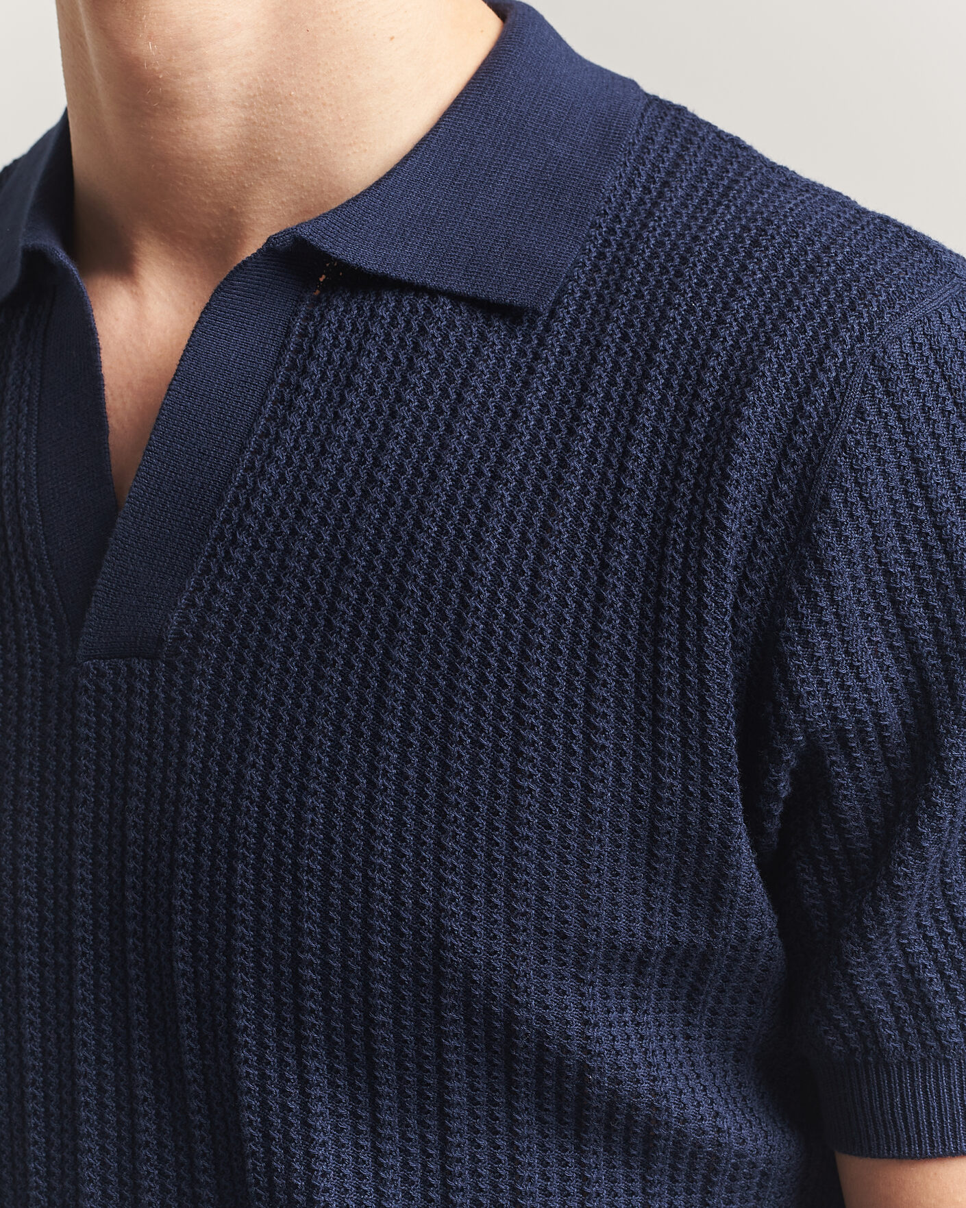 Herre | Pikéer | Morgano | Structured Knitted Polo Navy