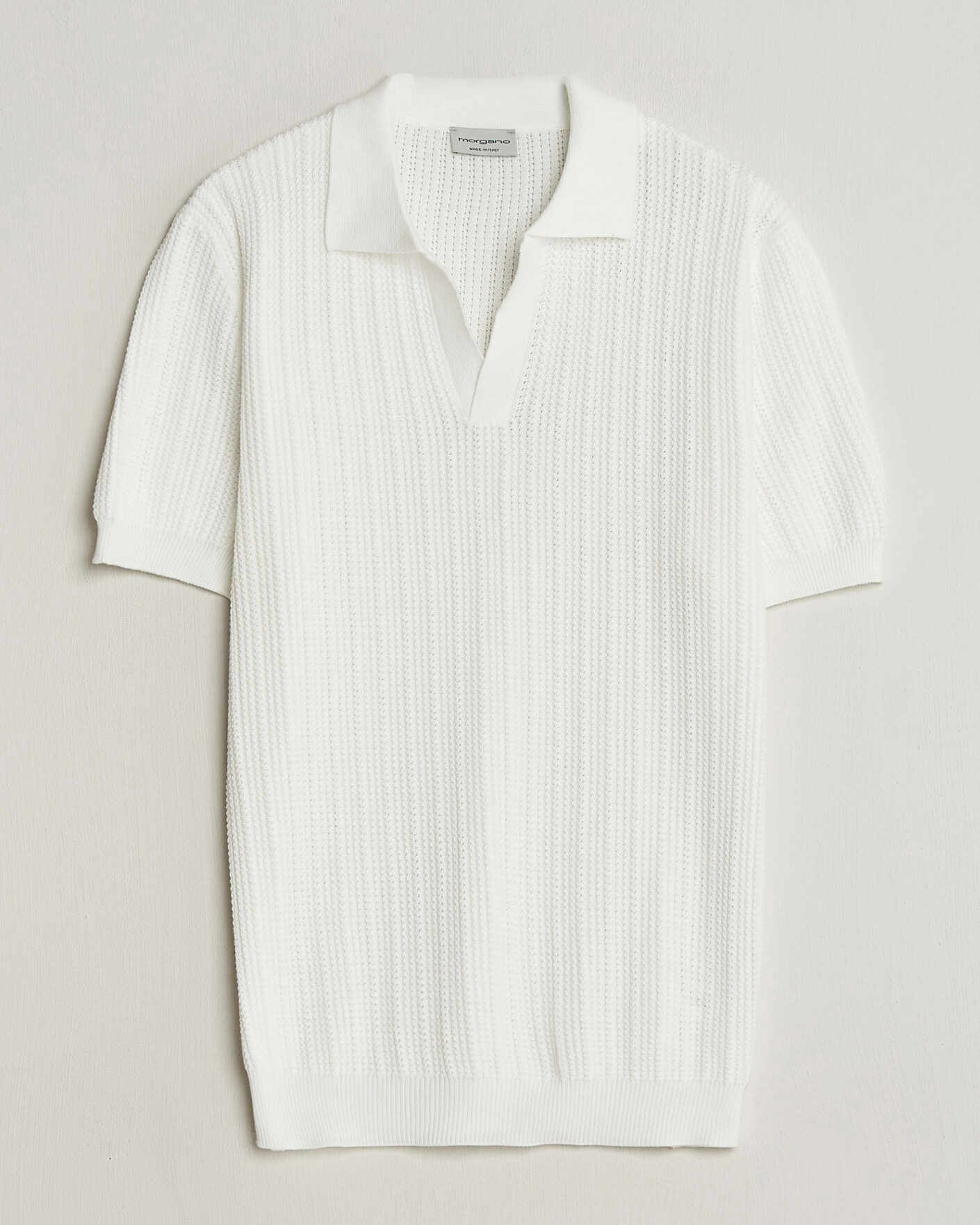Herre | Pikéer | Morgano | Structured Knitted Polo White