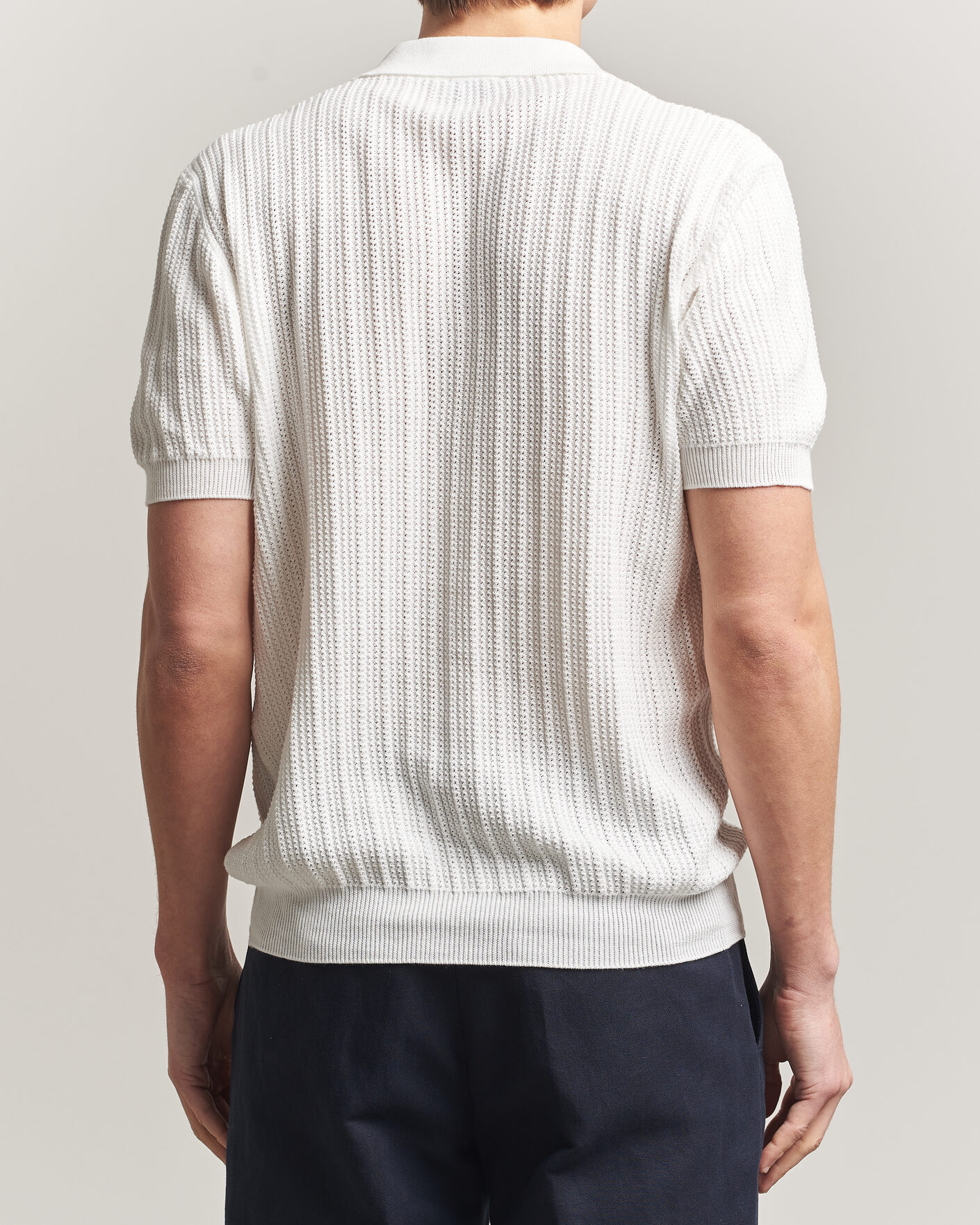 Herre | Pikéer | Morgano | Structured Knitted Polo White