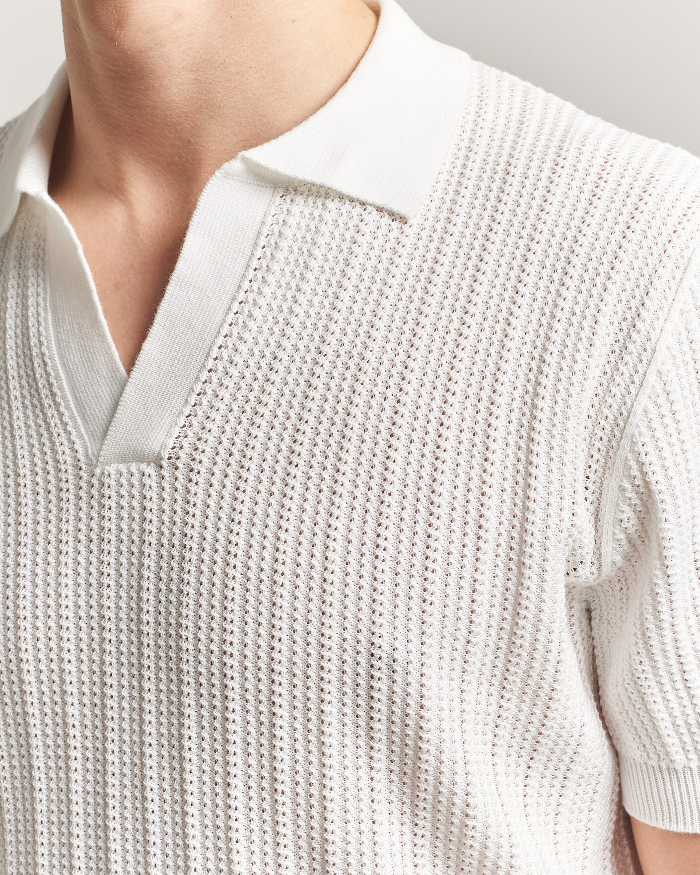 Herre | Pikéer | Morgano | Structured Knitted Polo White