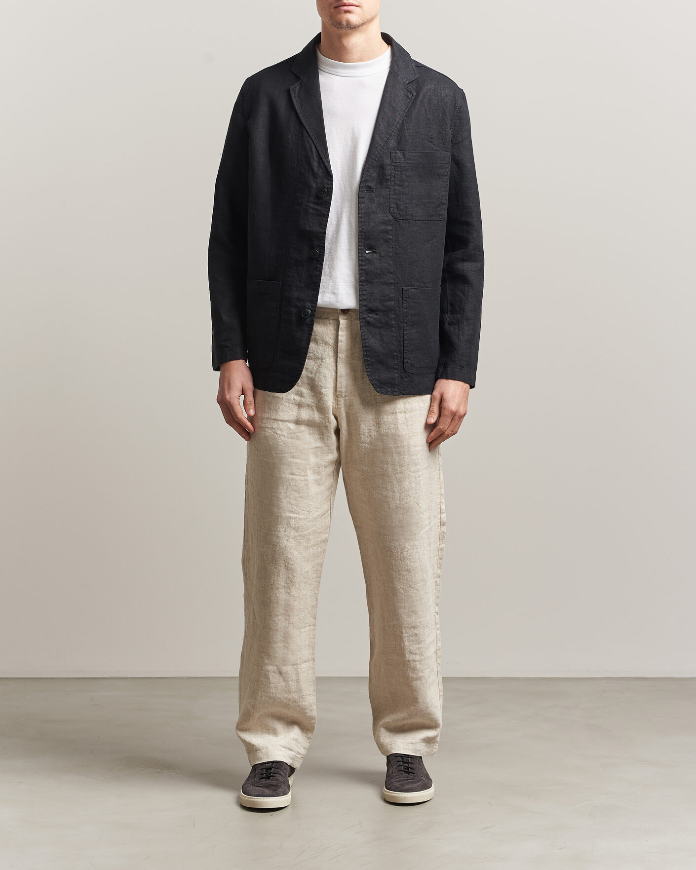 Herre | Dressjakker | KnowledgeCotton Apparel | Linen Blazer Black