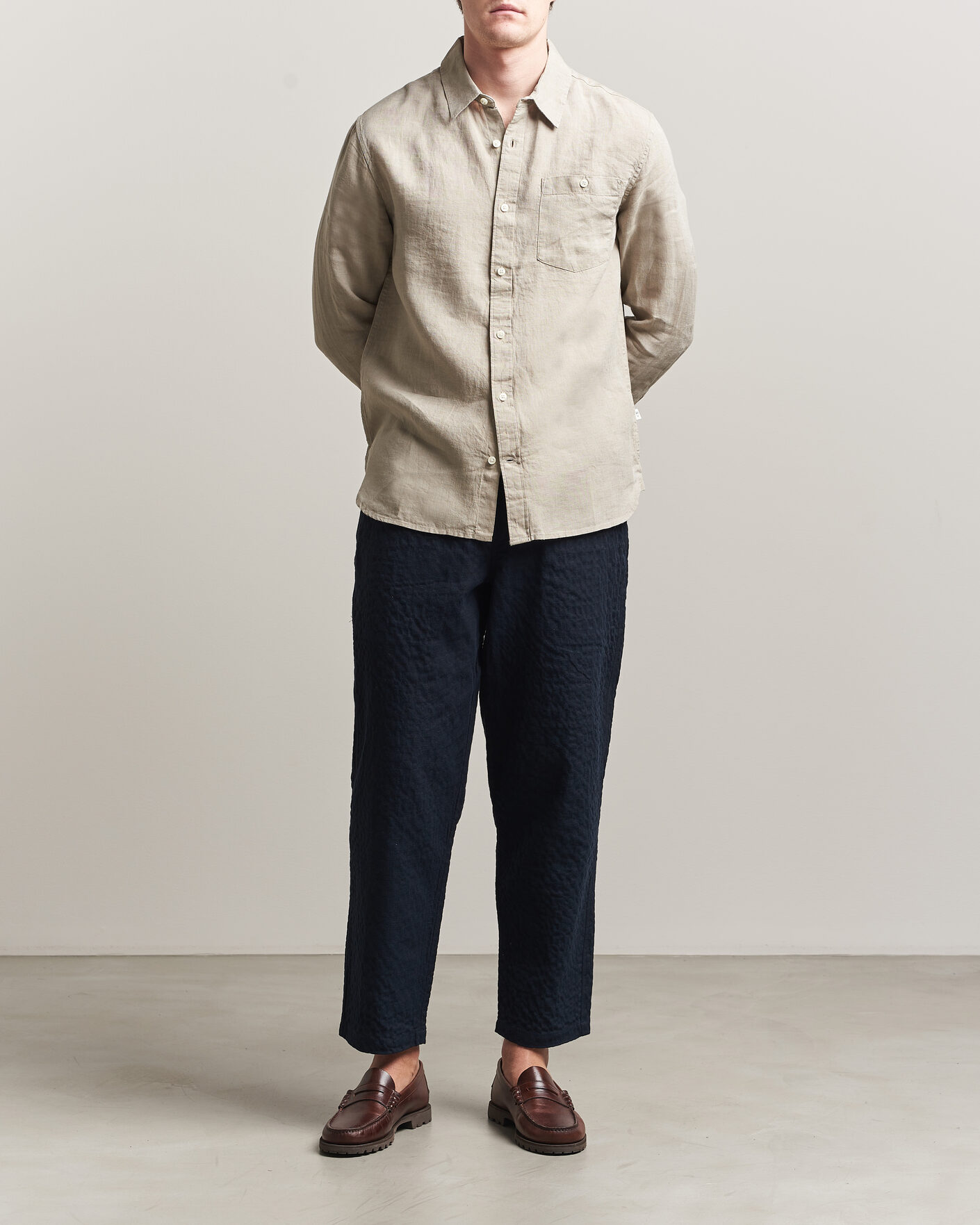 Herre | Skjorter | KnowledgeCotton Apparel | Regular Linen Shirt Twill