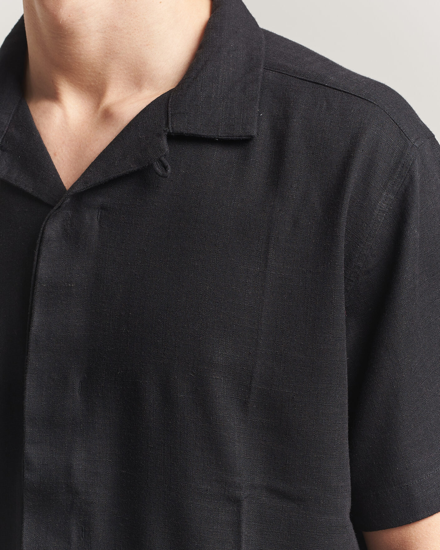 Herre | Skjorter | KnowledgeCotton Apparel | Linen/Lyocell Resort Shirt Black