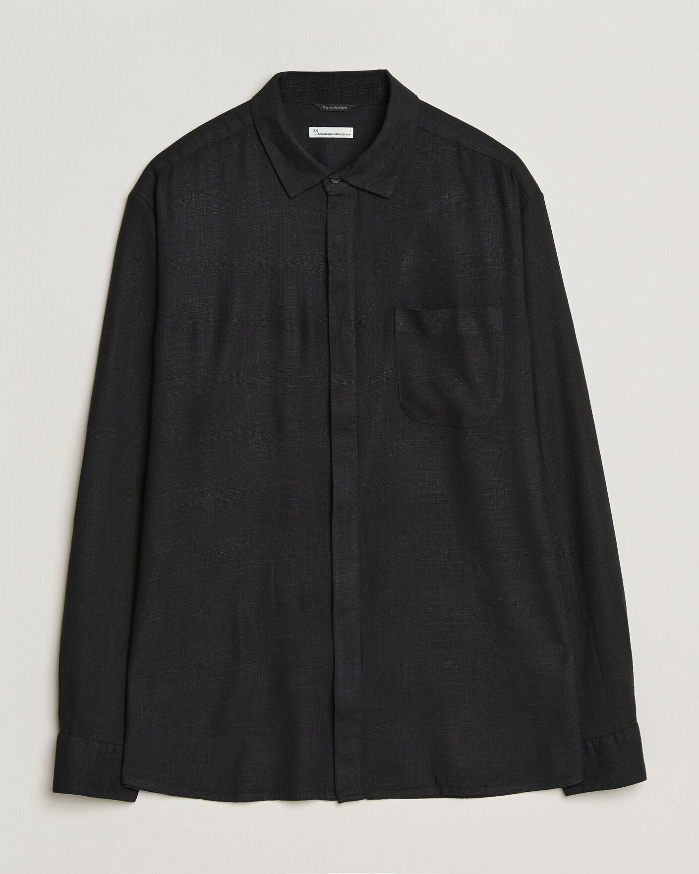 Herre | Skjorter | KnowledgeCotton Apparel | Linen/Lycell Relaxed Long Sleeve Shirt Black