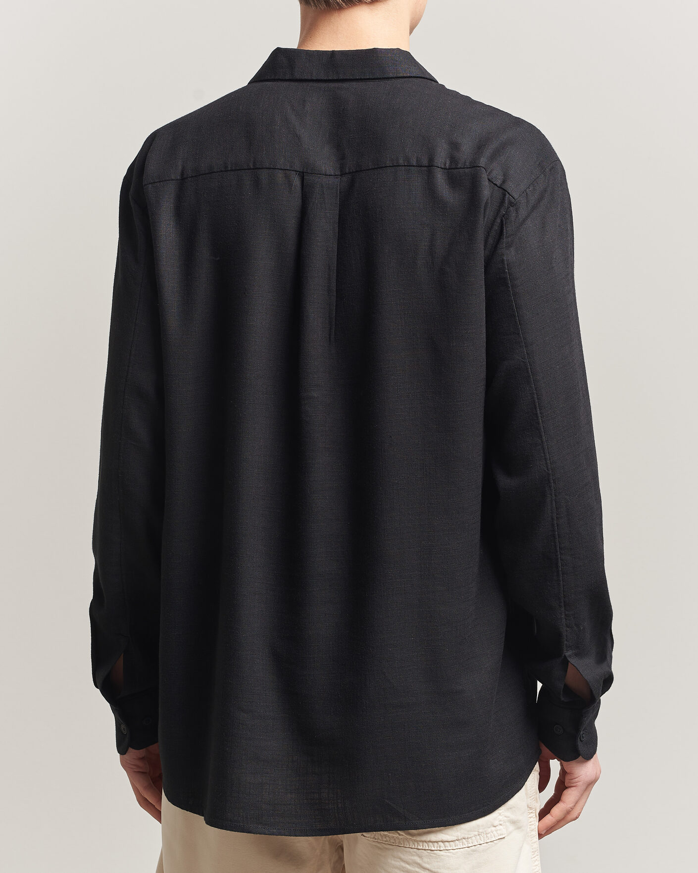 Herre | Skjorter | KnowledgeCotton Apparel | Linen/Lycell Relaxed Long Sleeve Shirt Black
