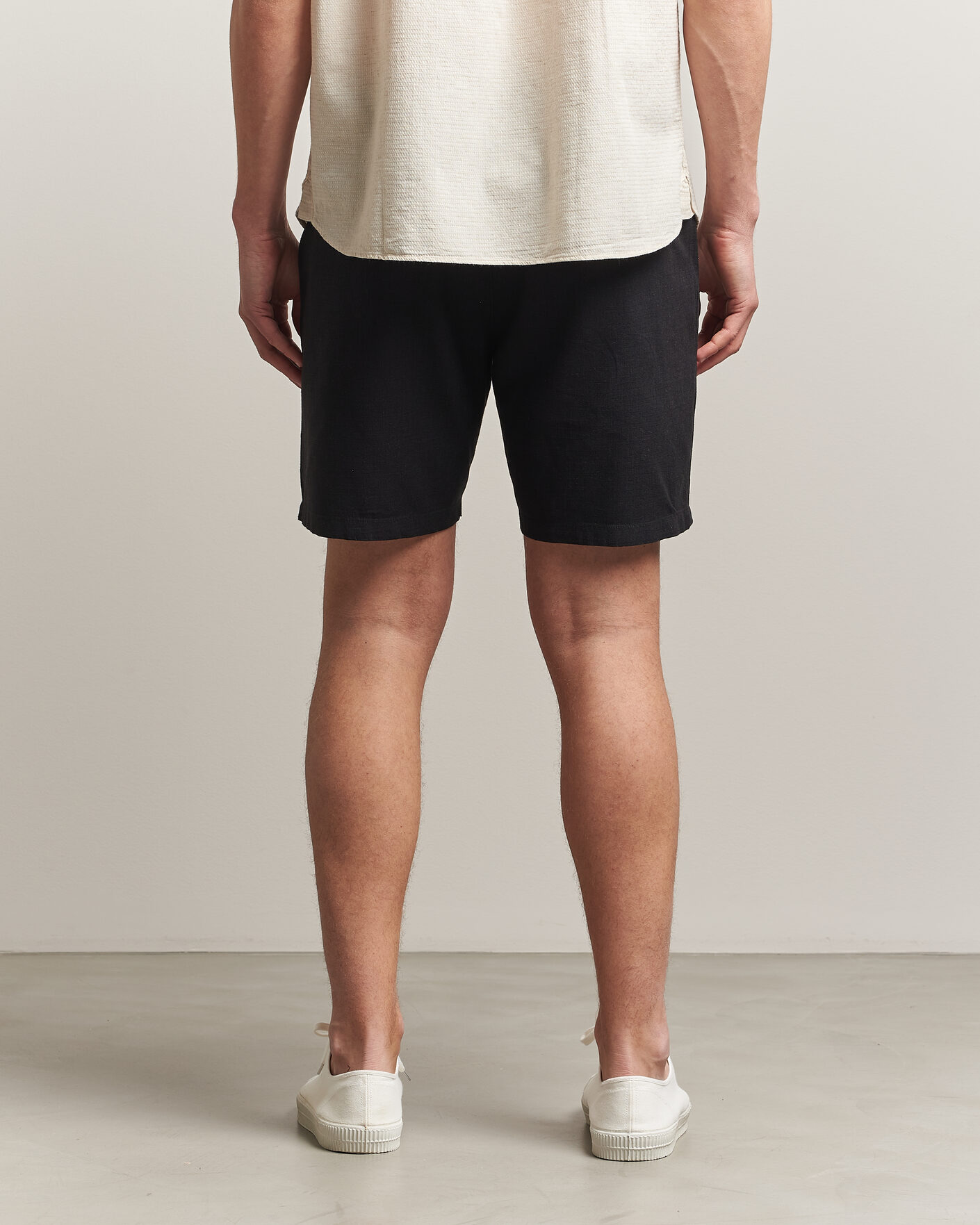 Herre | Shorts | KnowledgeCotton Apparel | Loose Linen/Viscose Shorts Black