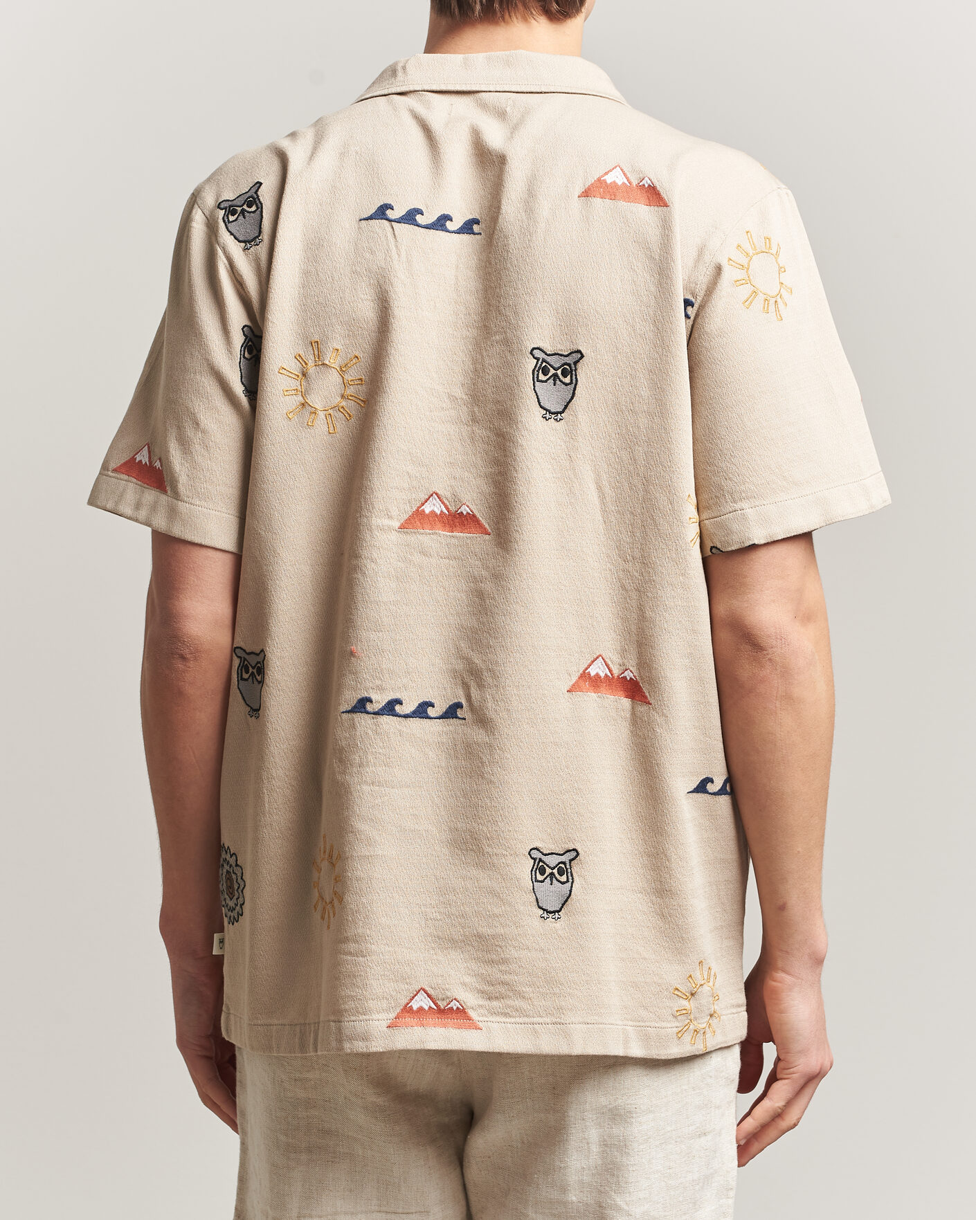 Herre | Skjorter | KnowledgeCotton Apparel | Relaxed Embroidery Shirt Light Feather Grey