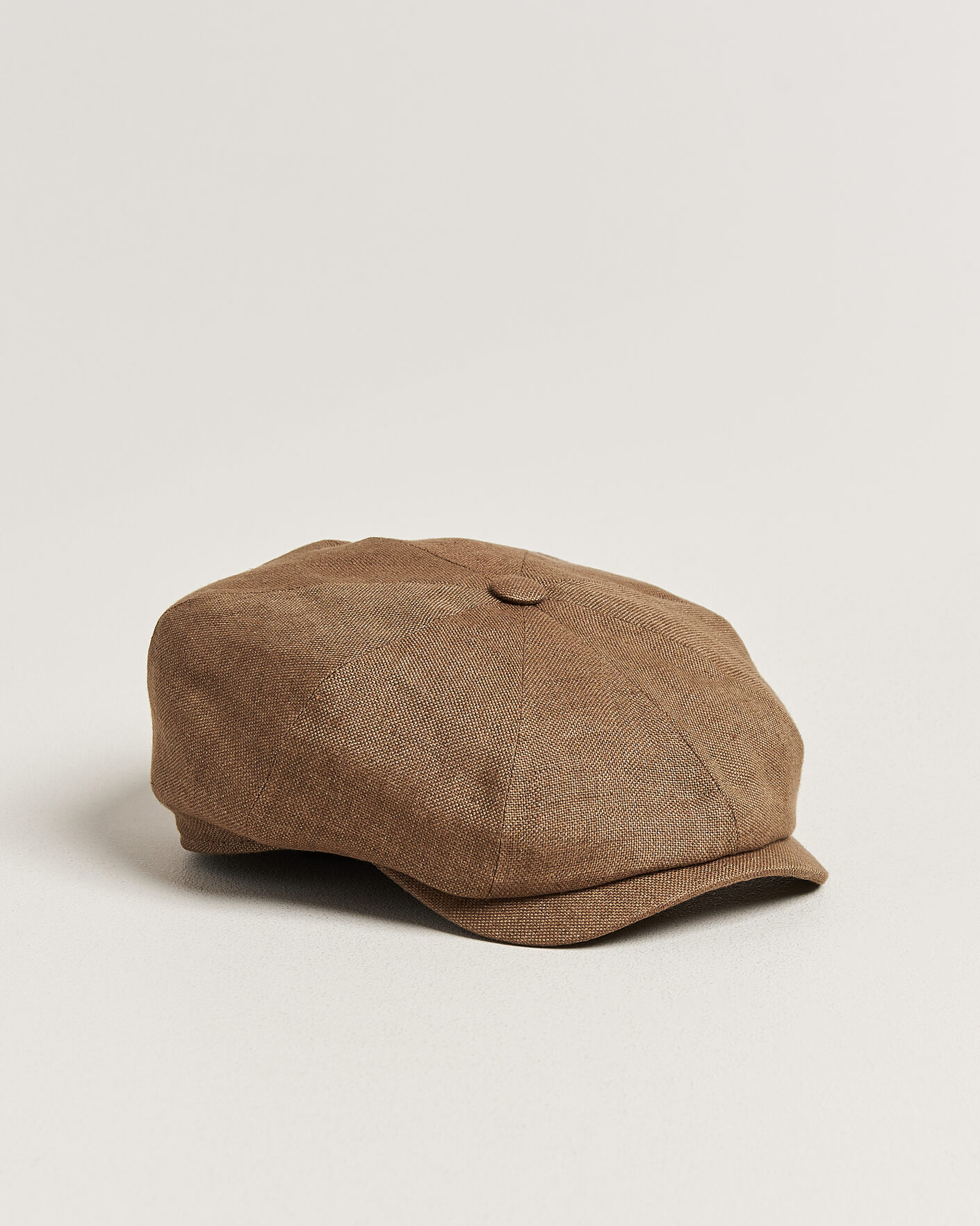 Herre | Hatter og capser | Wigéns | Newsboy Retro Hopsack Linen Cap Light Brown