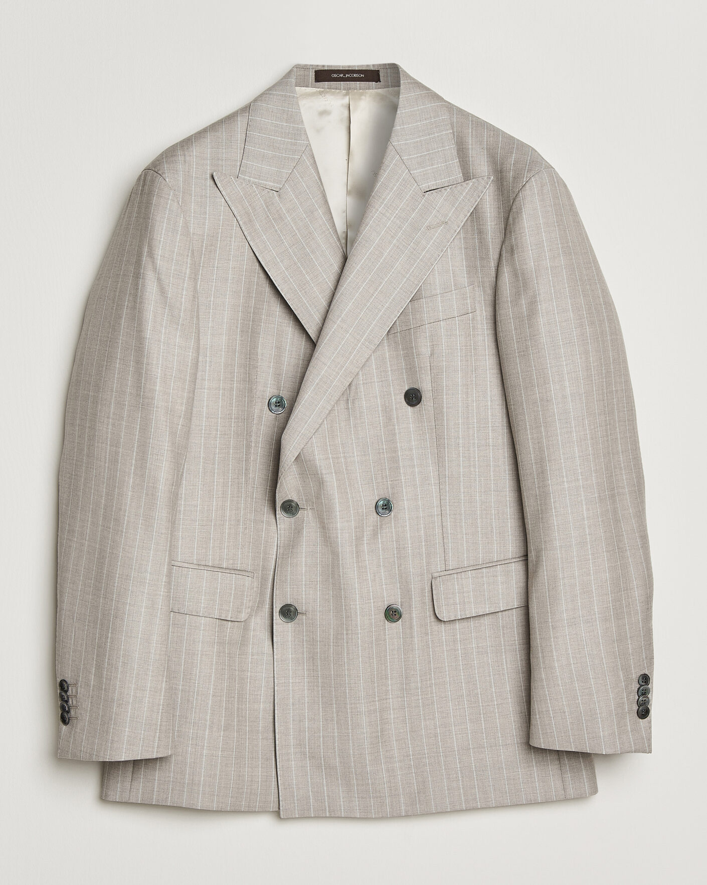 Herre | Dressjakker | Oscar Jacobson | Richard Striped Wool Blazer Beige