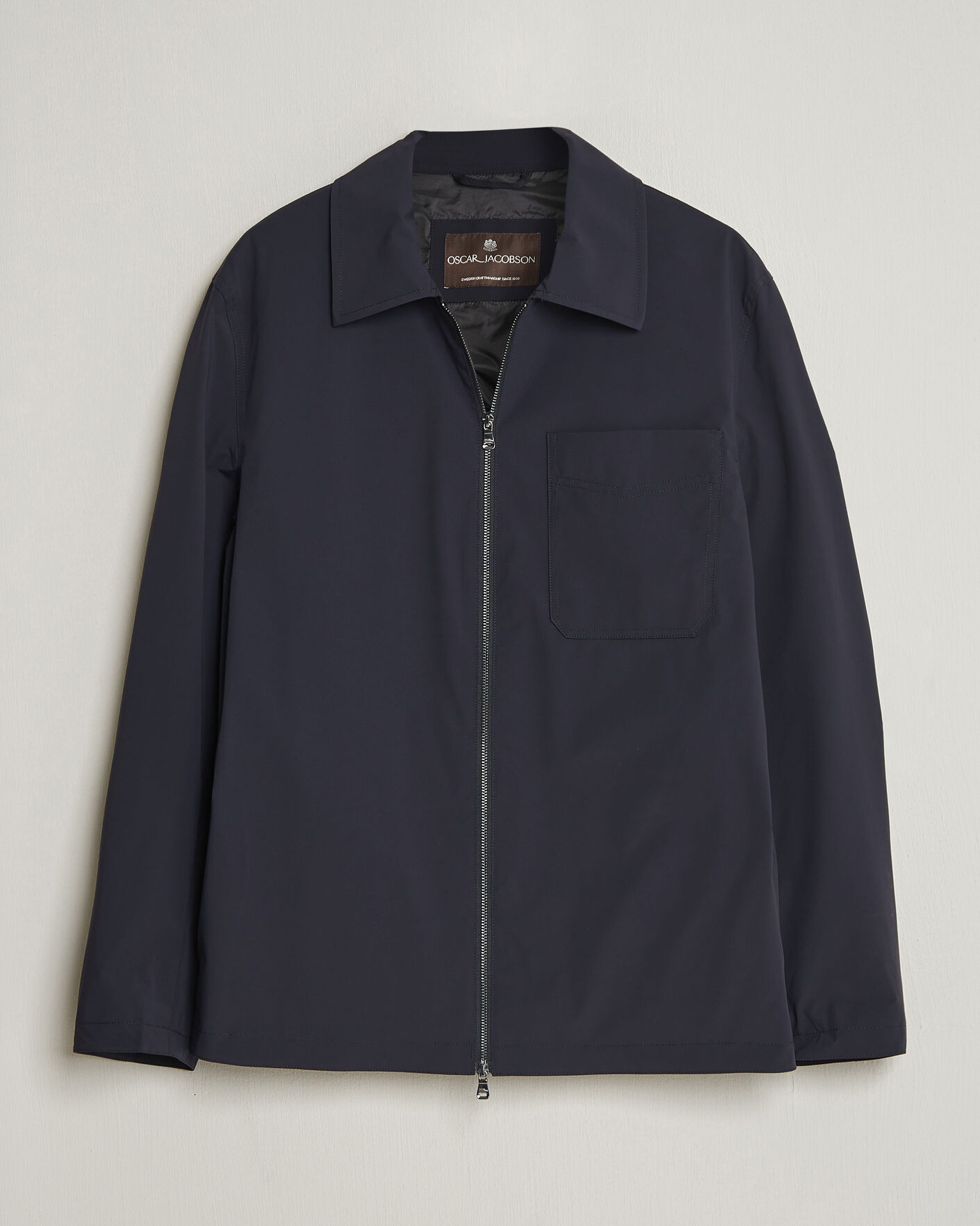 Herre | Jakker | Oscar Jacobson | Light Zipped Shirt Jacket Navy